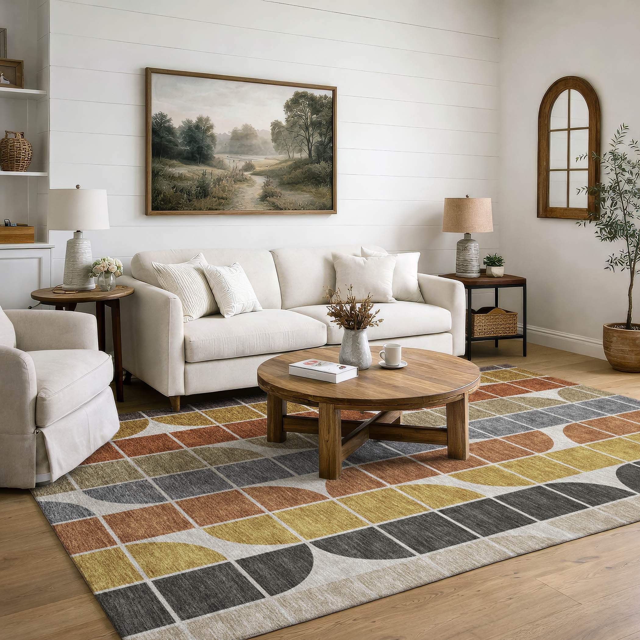 Oaxaca Machine Washable Transitional Coffee Brown Rug 3' x 5' #shape_Rectangle