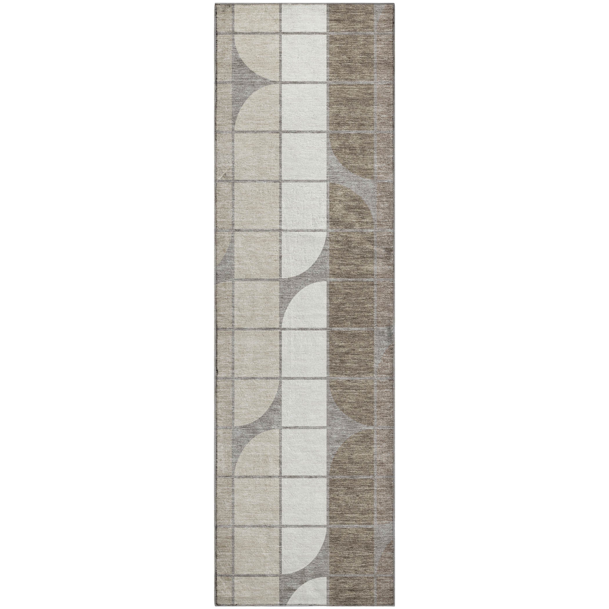 Oaxaca Machine Washable Contemporary Taupe Brown Rug 2'3" x 7'6" #shape_Runner