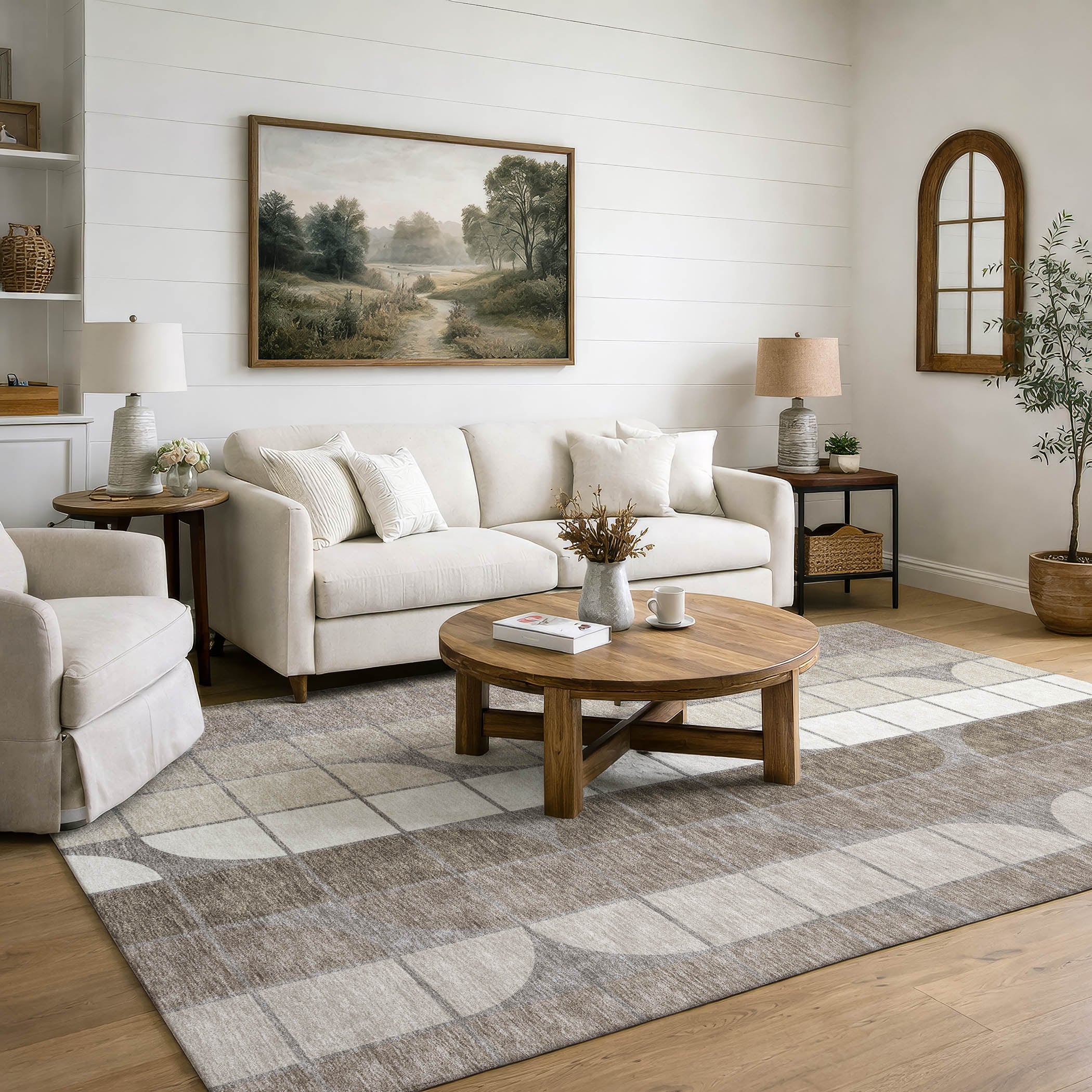 Oaxaca Machine Washable Contemporary Taupe Brown Rug 3' x 5' #shape_Rectangle