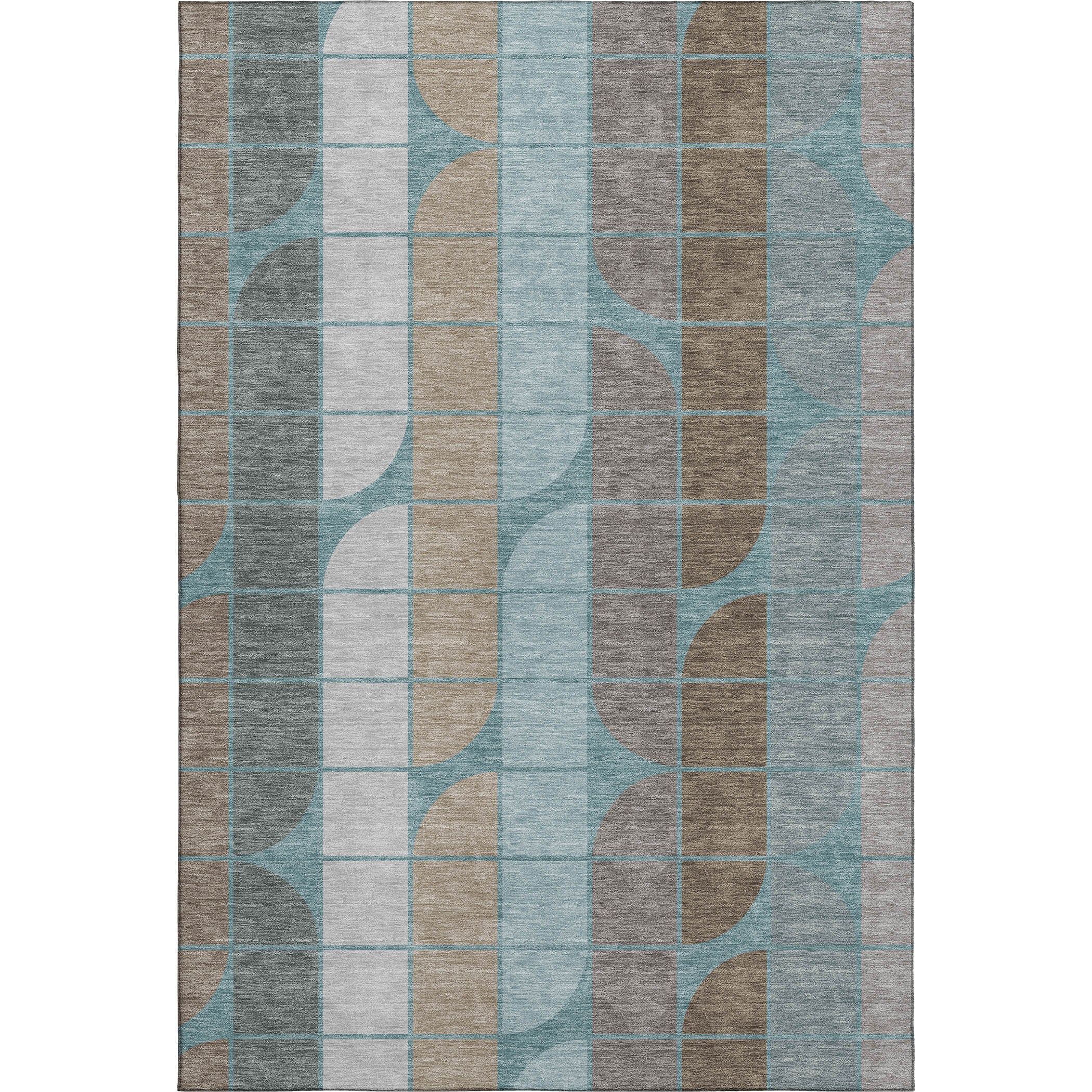 Oaxaca Machine Washable Contemporary Teal Rug 3' x 5' #shape_Rectangle