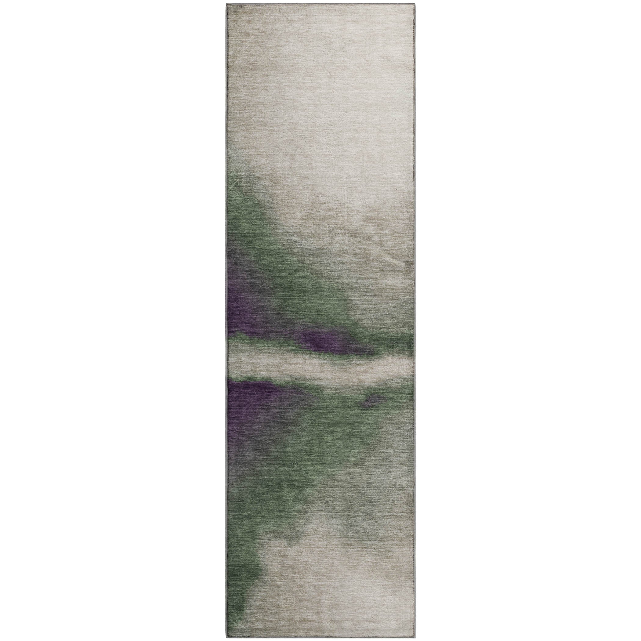 Bangkok Machine Washable Contemporary Fern Green Rug 2'3" x 7'6" #shape_Runner
