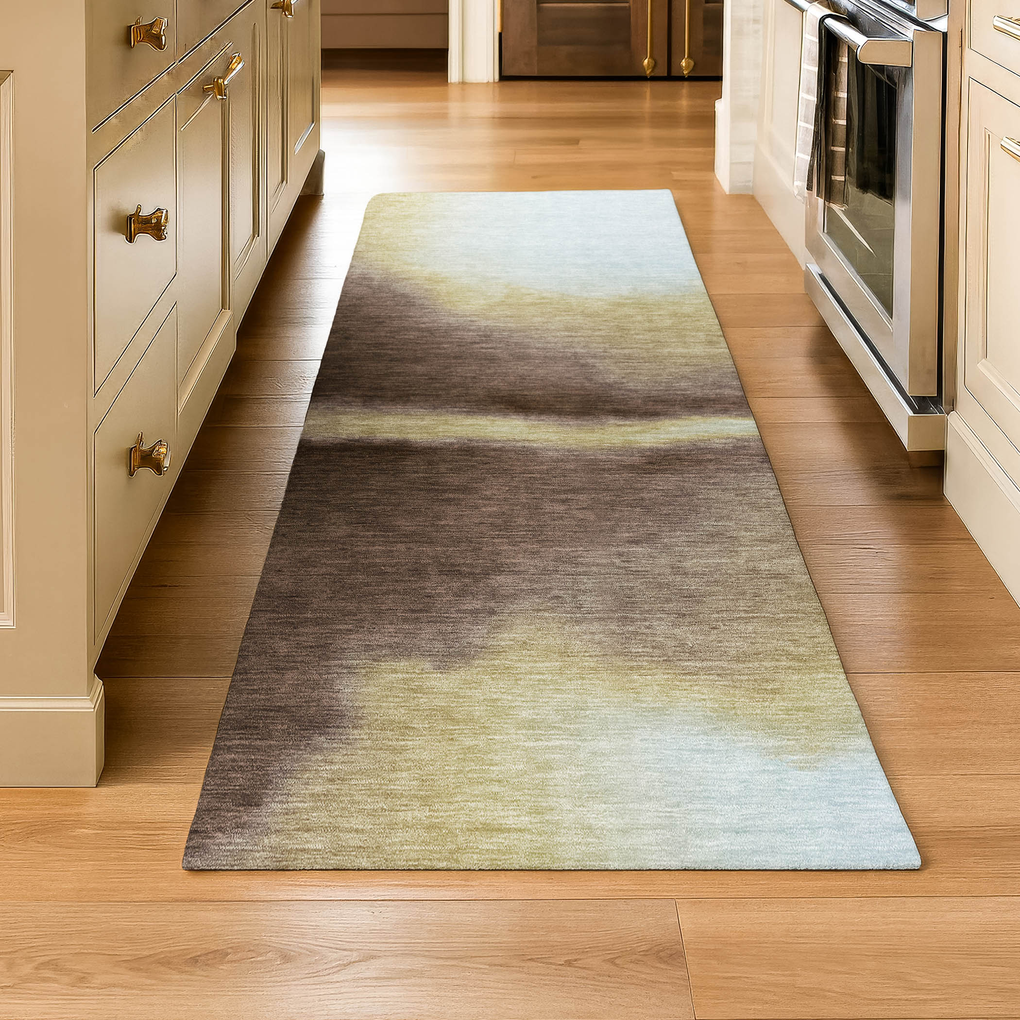 Bangkok Machine Washable Contemporary Fudge Brown Rug 2'3" x 7'6" #shape_Runner