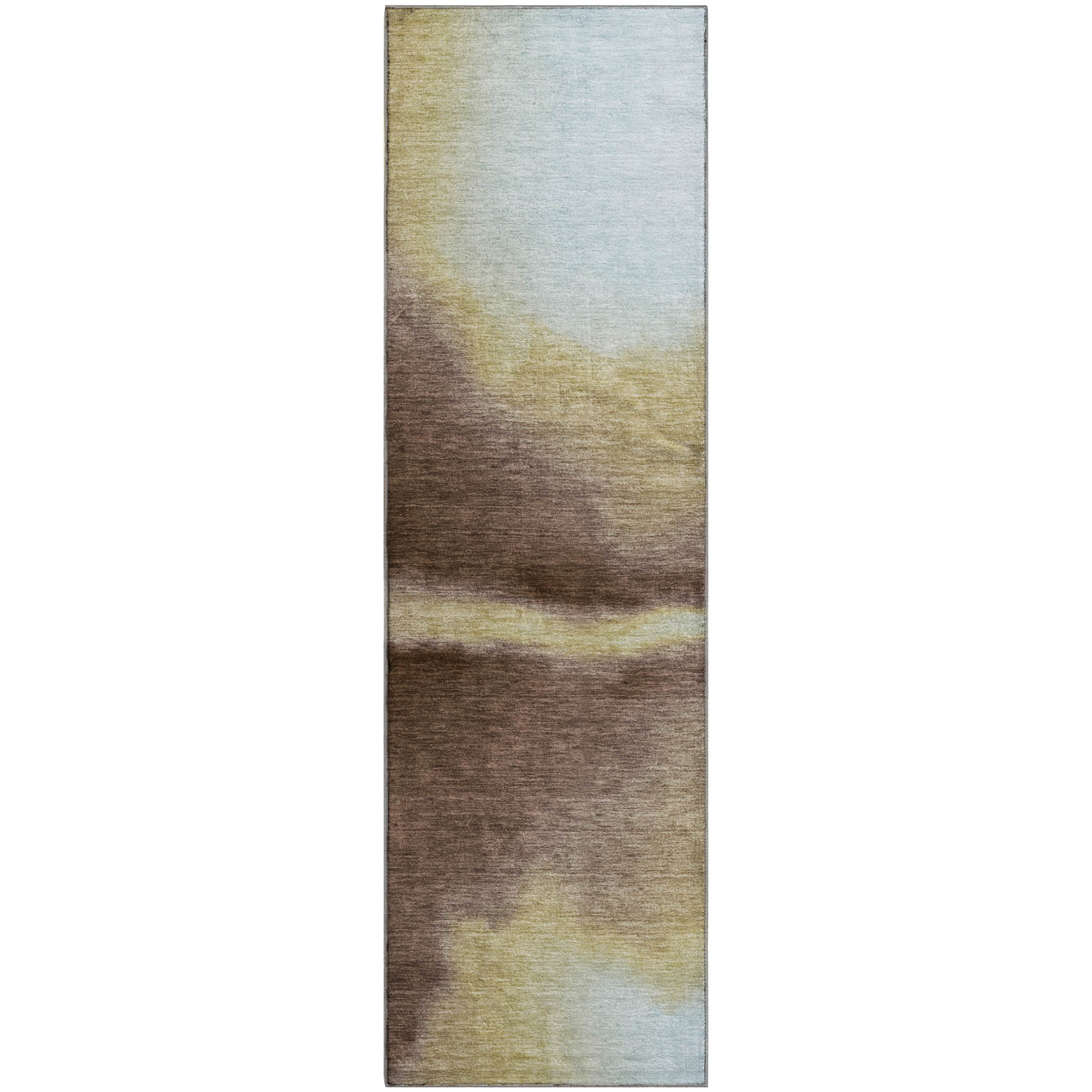 Bangkok Machine Washable Contemporary Fudge Brown Rug 2'3" x 7'6" #shape_Runner
