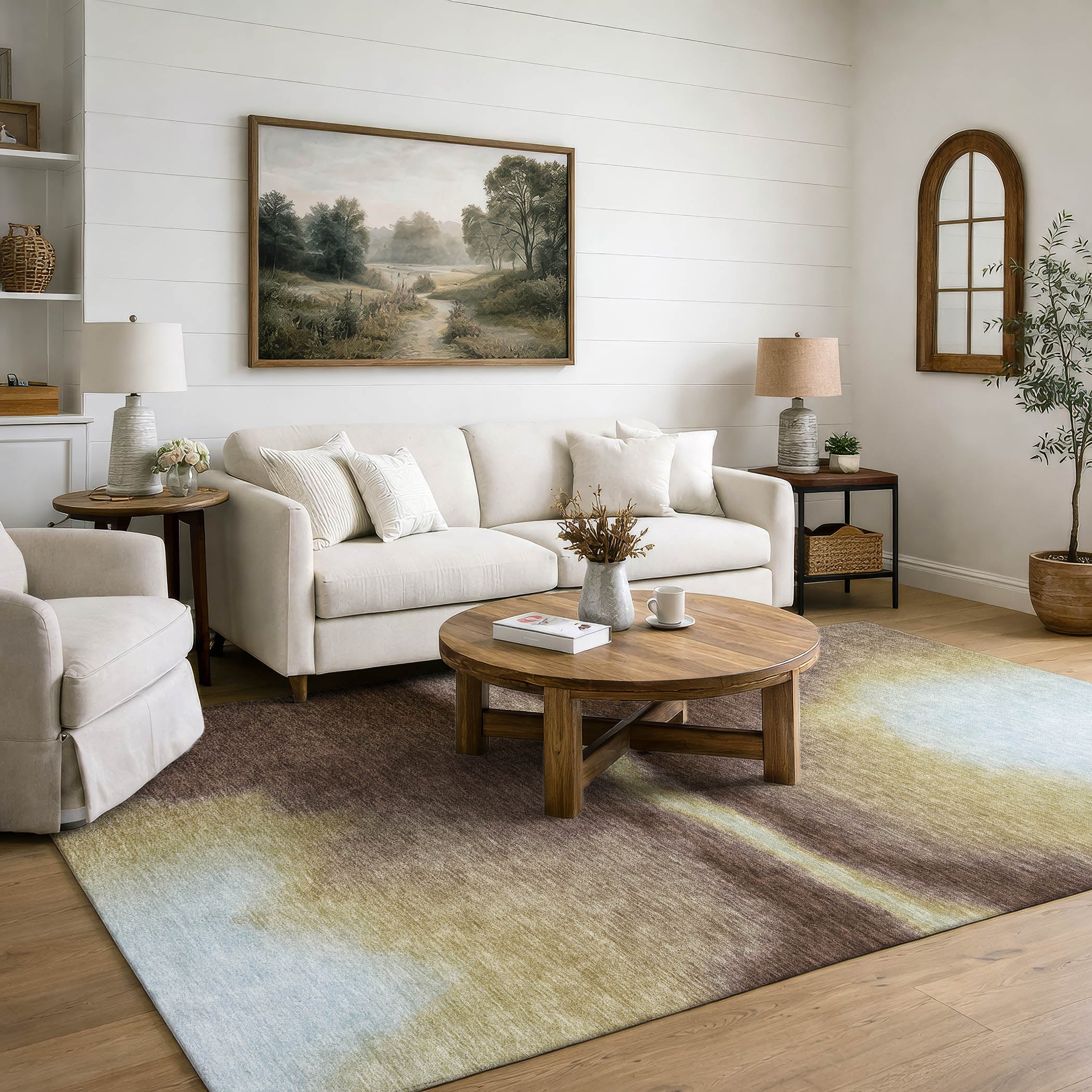 Bangkok Machine Washable Contemporary Fudge Brown Rug 3' x 5' #shape_Rectangle