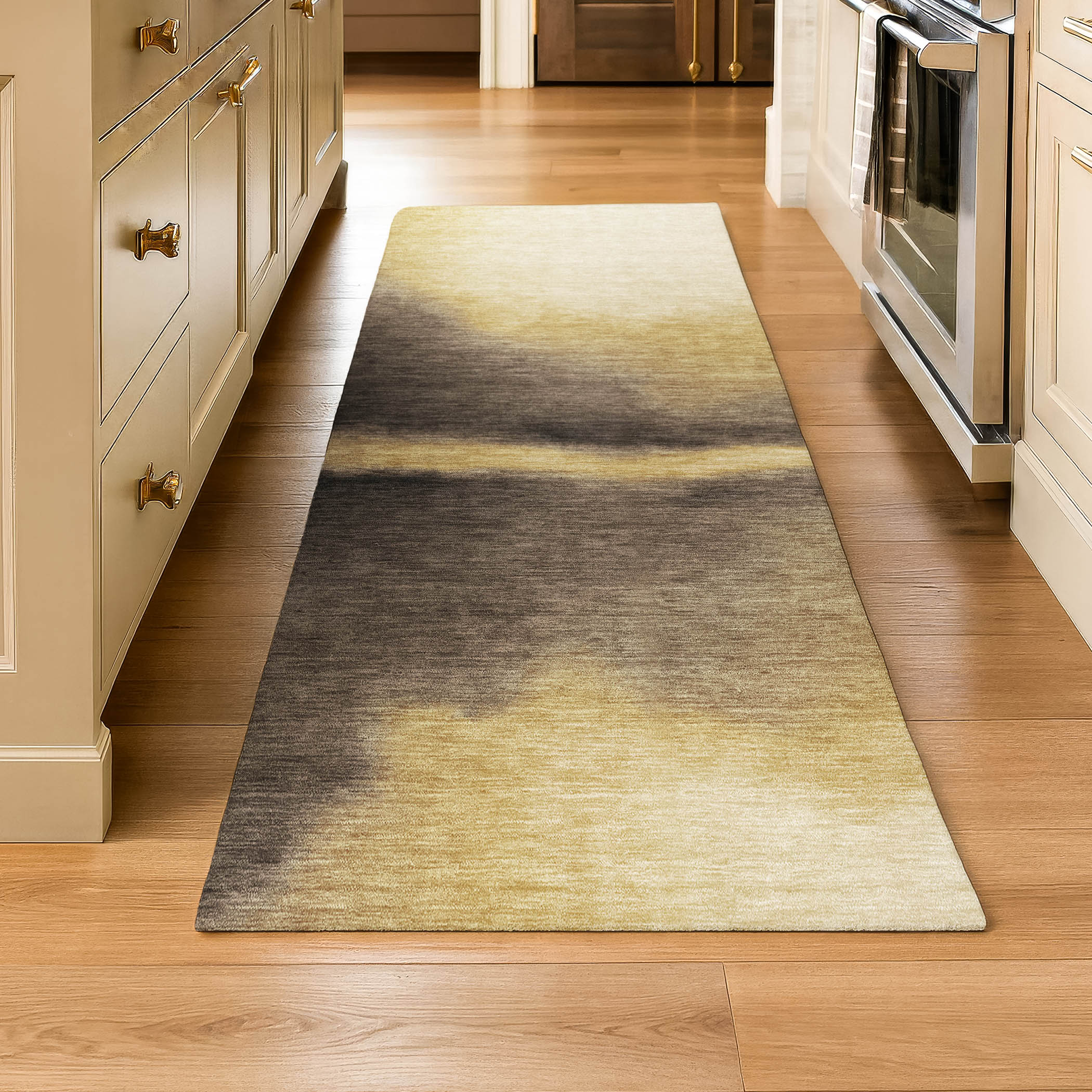 Bangkok Machine Washable Contemporary Honey Gold Rug 2'3" x 7'6" #shape_Runner
