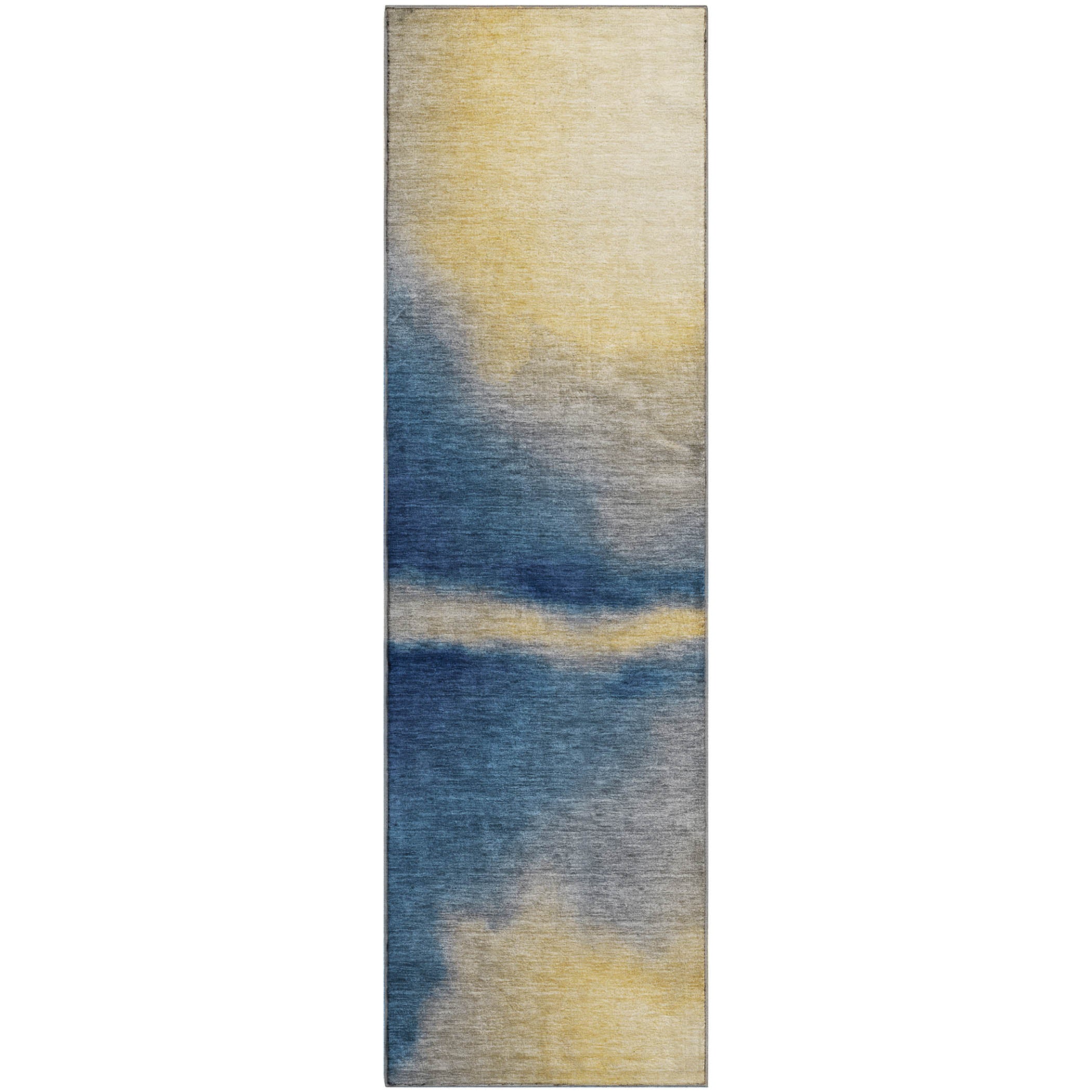 Bangkok Machine Washable Contemporary Navy Blue Rug 2'3" x 7'6" #shape_Runner