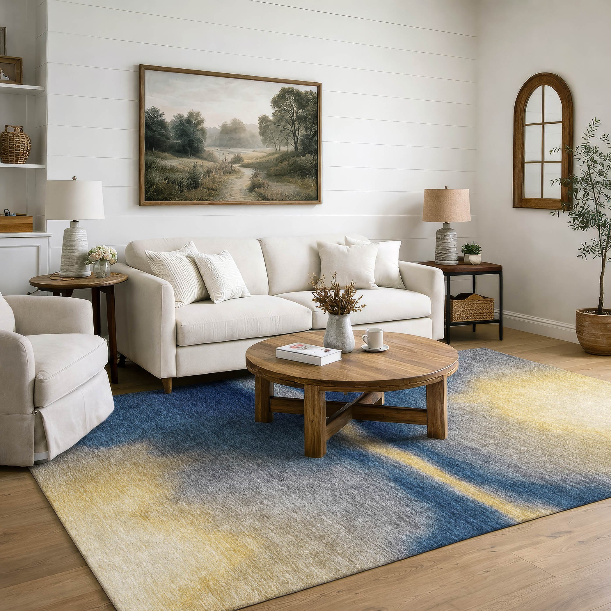 Bangkok Machine Washable Contemporary Navy Blue Rug 3' x 5' #shape_Rectangle