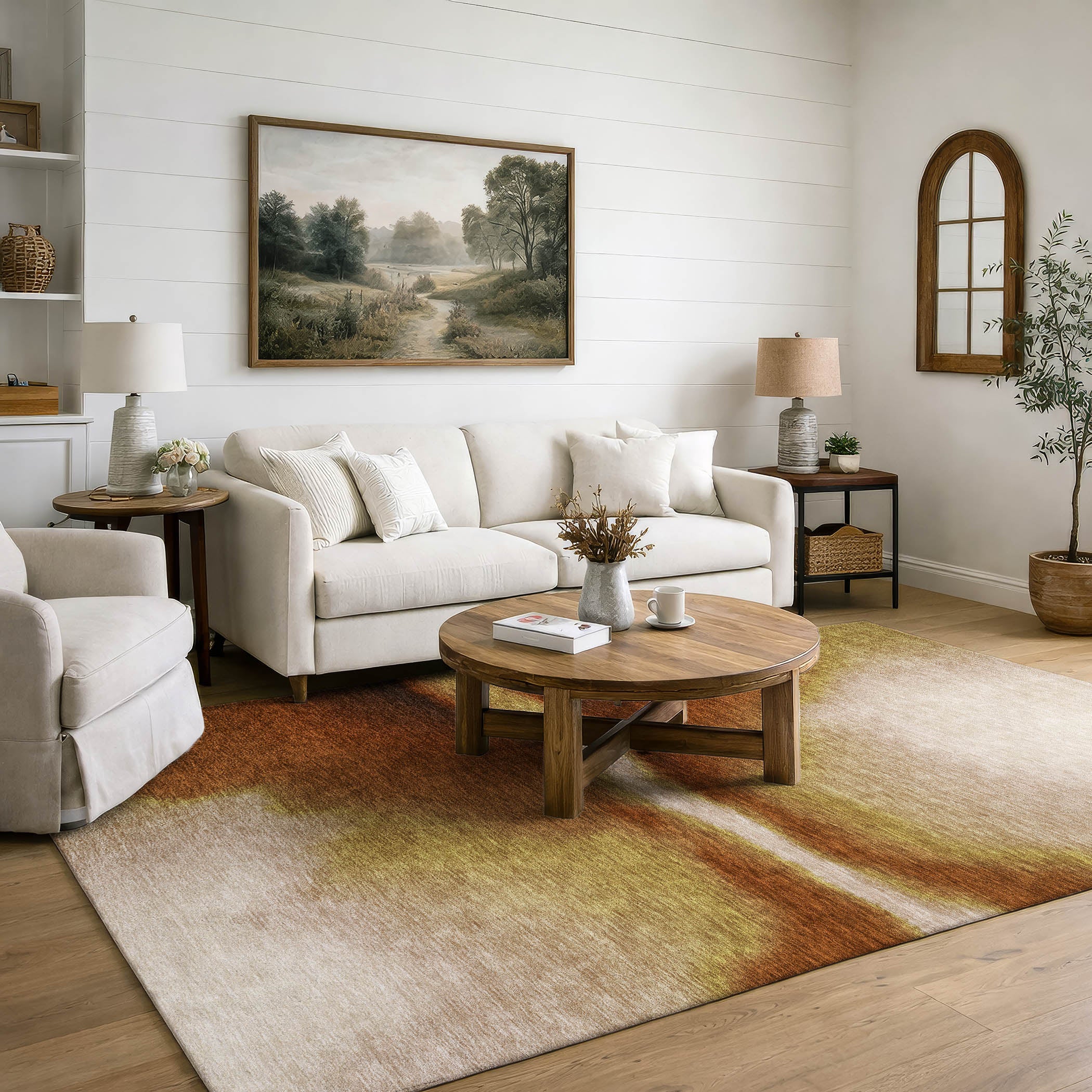 Bangkok Machine Washable Contemporary Paprika Orange Rug 3' x 5' #shape_Rectangle