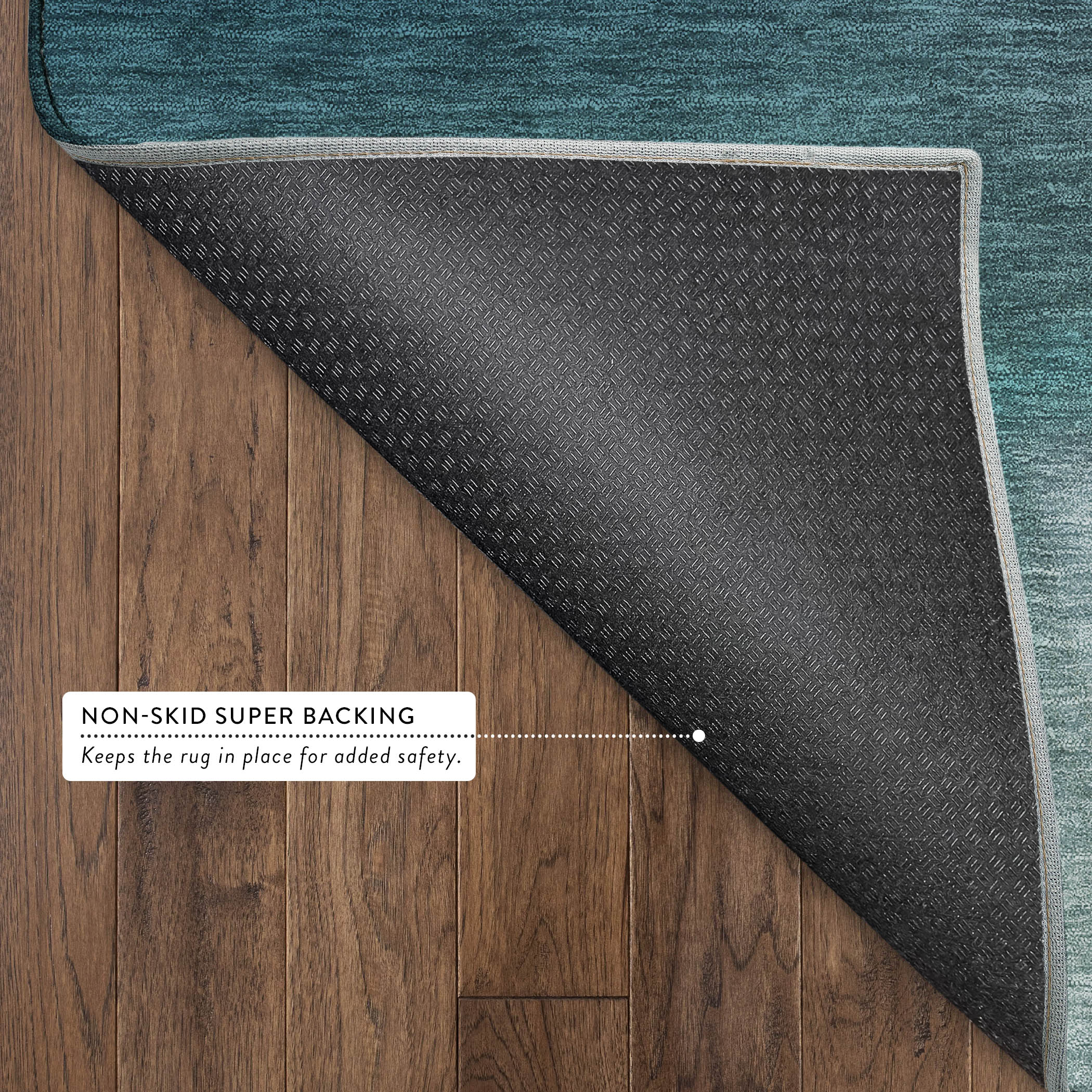 Bangkok Machine Washable Transitional Teal Rug 1'8" x 2'6" #shape_Rectangle