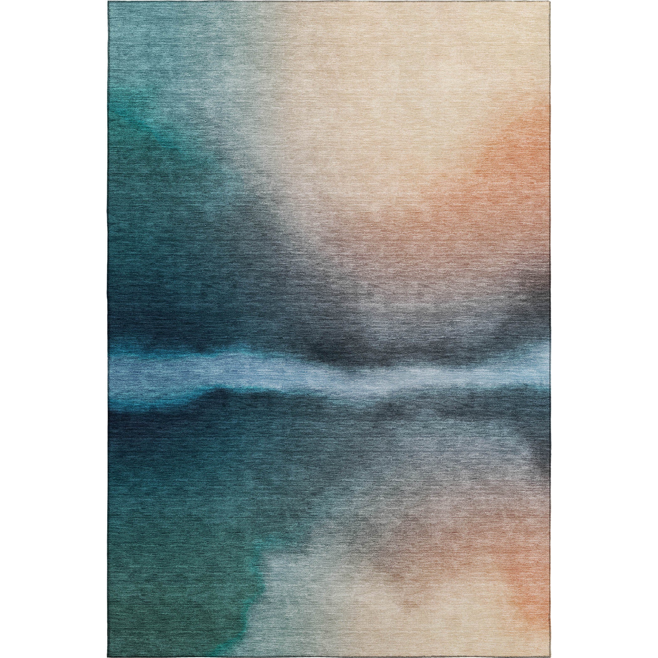 Bangkok Machine Washable Transitional Teal Rug 3' x 5' #shape_Rectangle