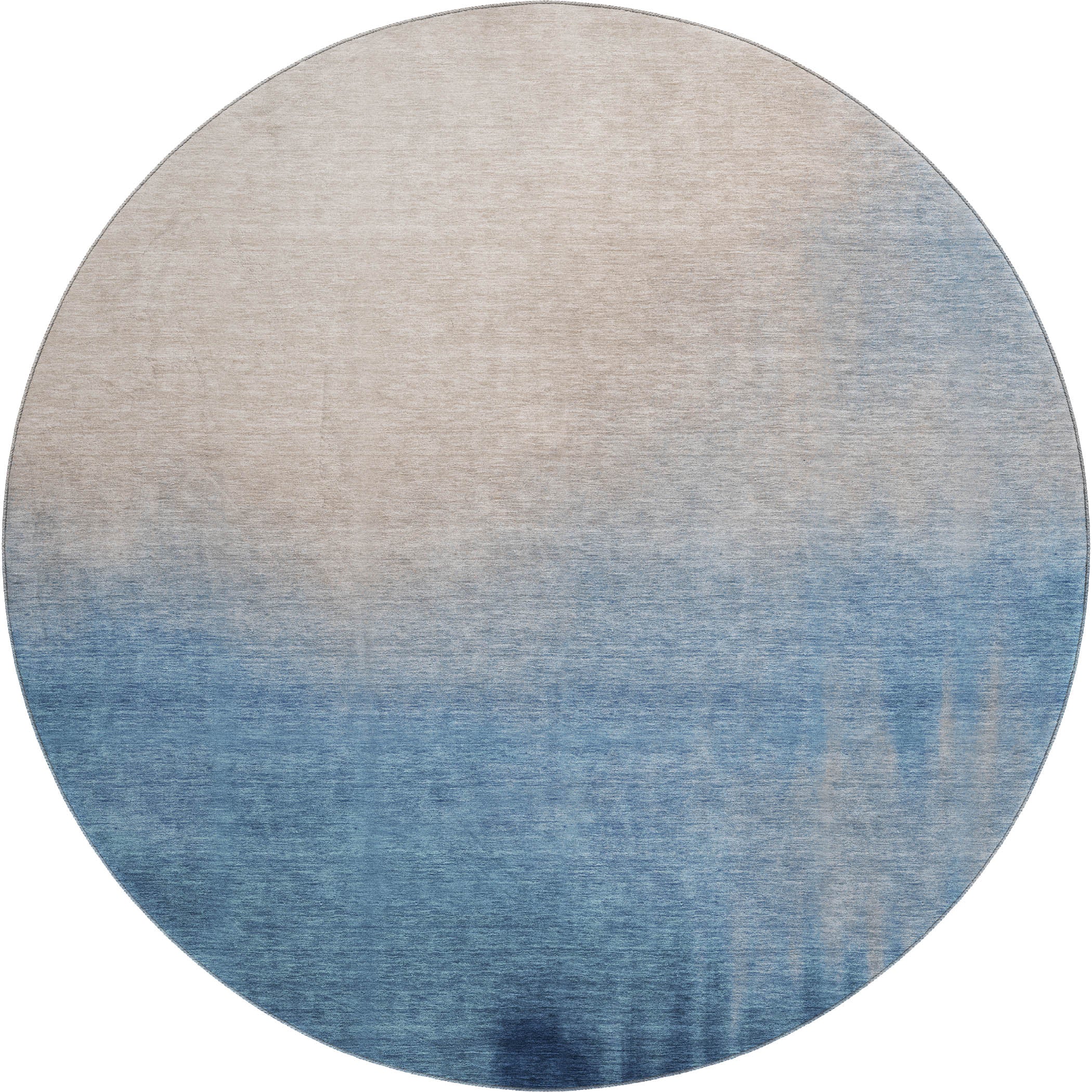 Antigua Machine Washable Transitional Denim Blue Rug 8' x 8' #shape_Round