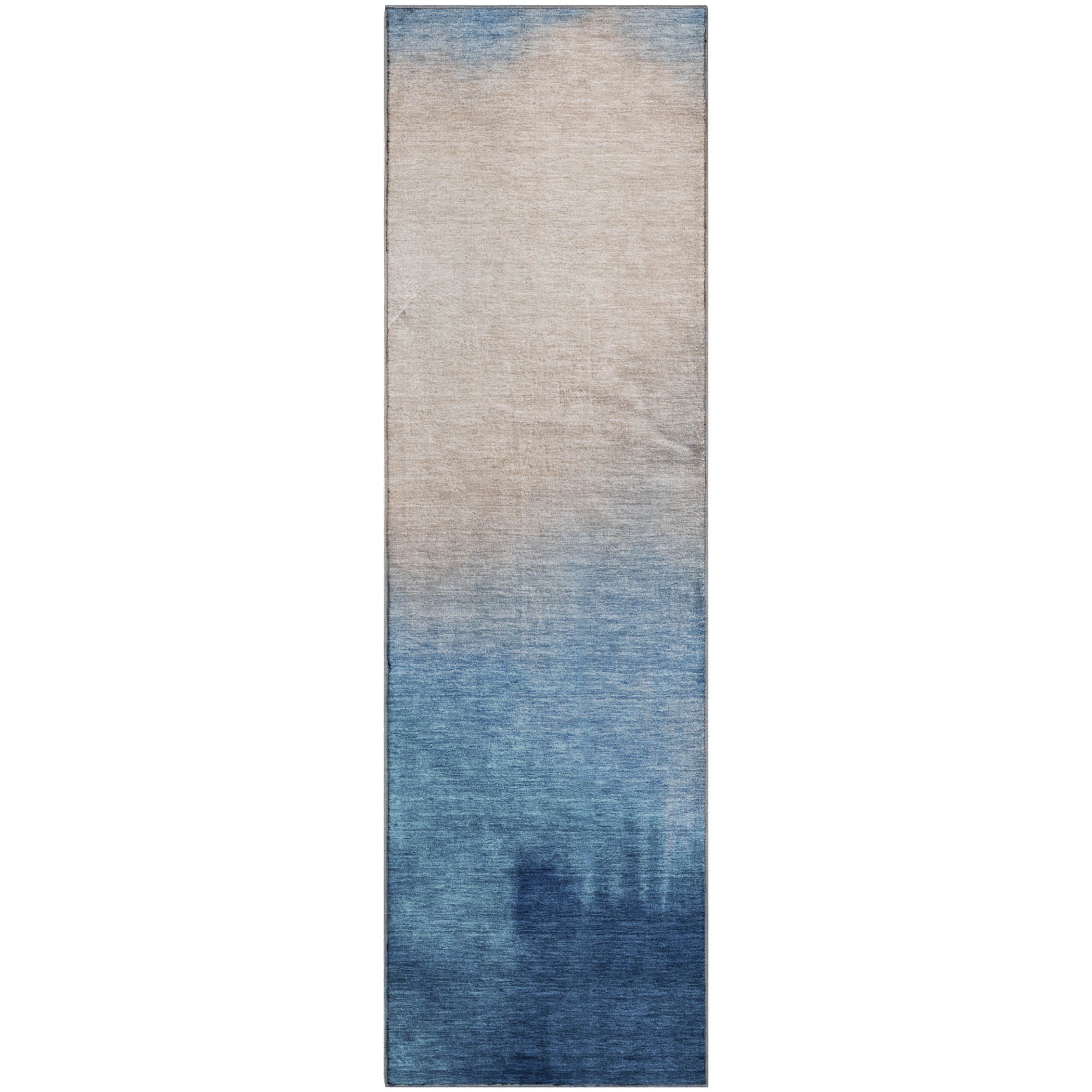 Antigua Machine Washable Transitional Denim Blue Rug 2'3" x 7'6" #shape_Runner