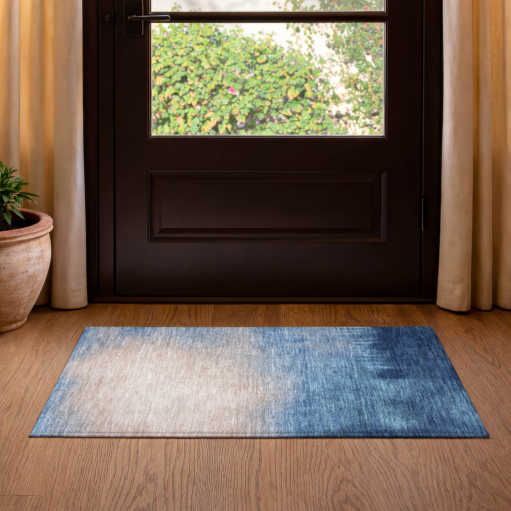 Antigua Machine Washable Transitional Denim Blue Rug 1'8" x 2'6" #shape_Rectangle