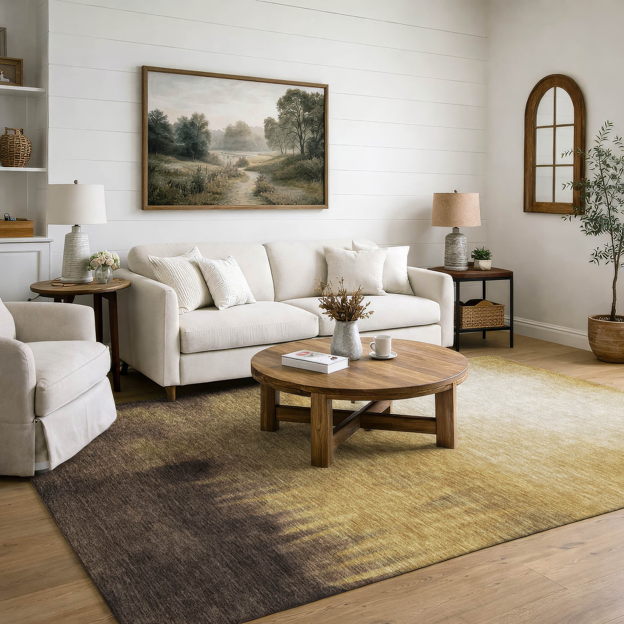 Antigua Machine Washable Transitional Honey Gold Rug 3' x 5' #shape_Rectangle