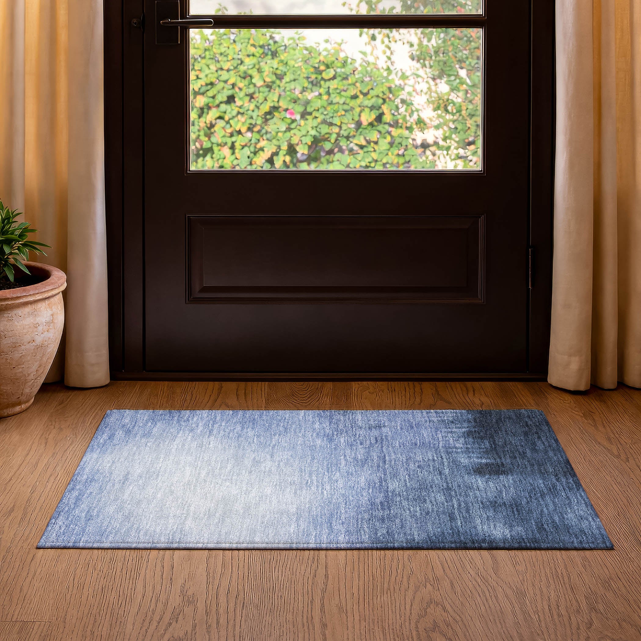 Antigua Machine Washable Transitional Navy Blue Rug 1'8" x 2'6" #shape_Rectangle