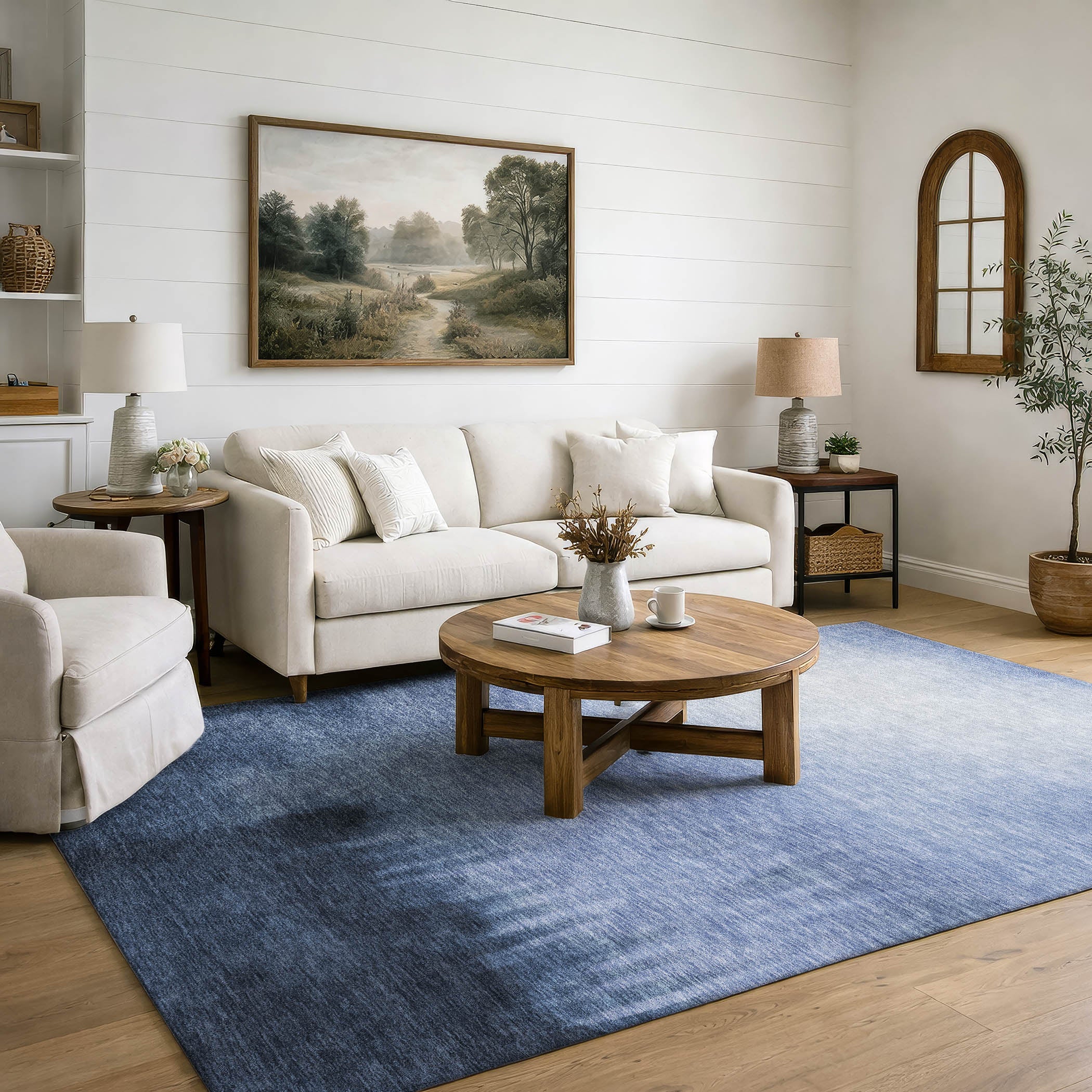 Antigua Machine Washable Transitional Navy Blue Rug 3' x 5' #shape_Rectangle