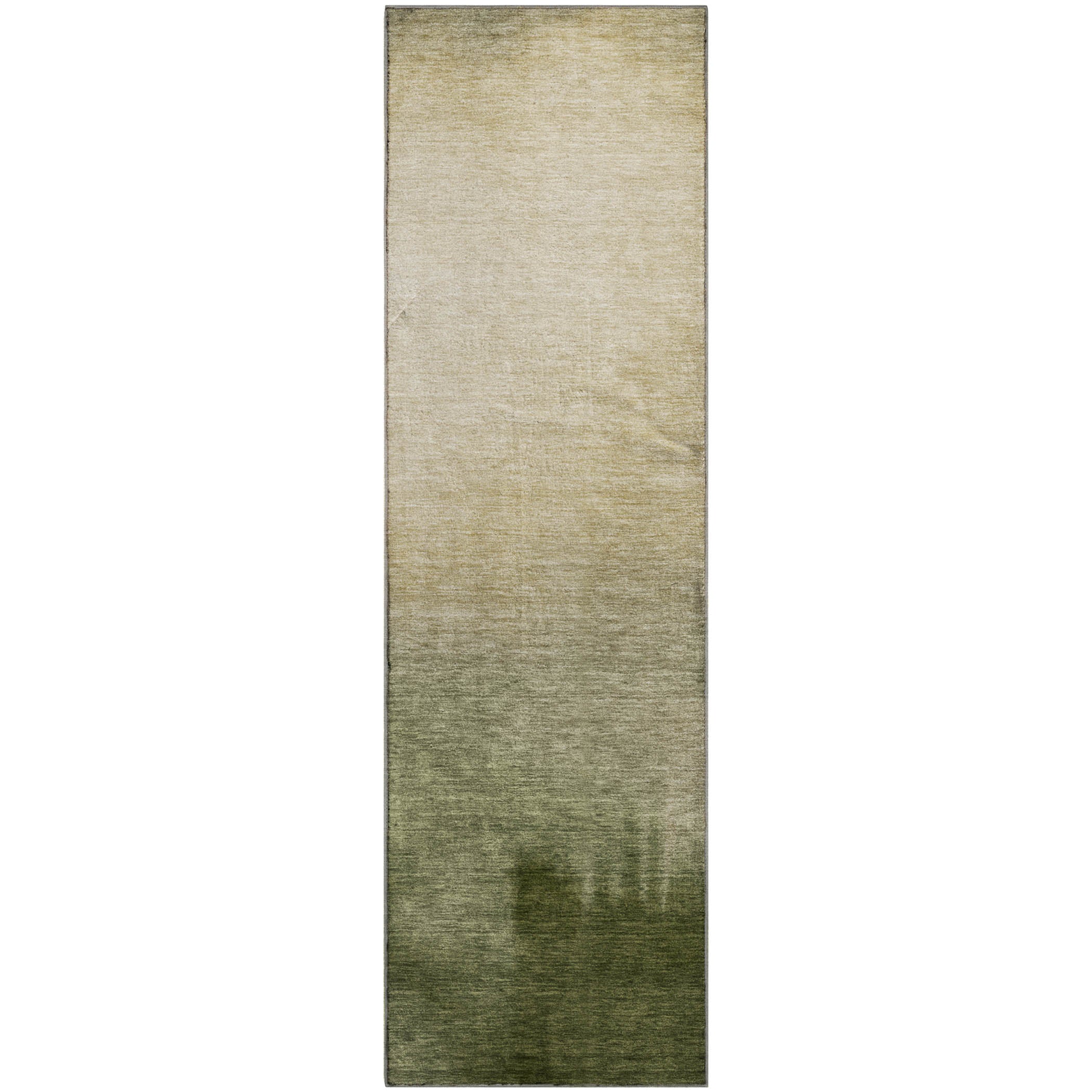 Antigua Machine Washable Transitional Olive Green Rug 2'3" x 7'6" #shape_Runner