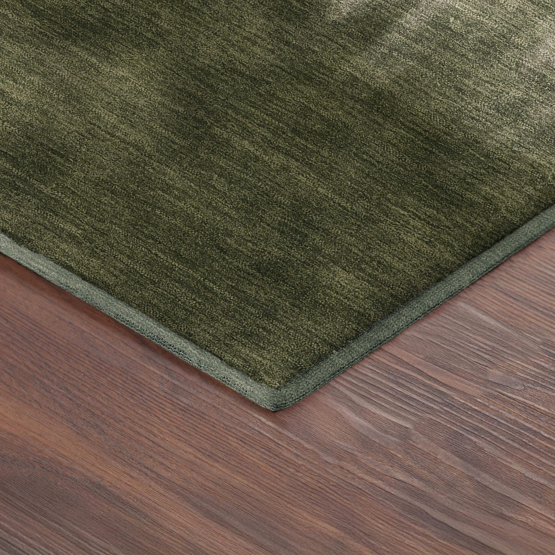 Antigua Machine Washable Transitional Olive Green Rug 1'8" x 2'6" #shape_Rectangle