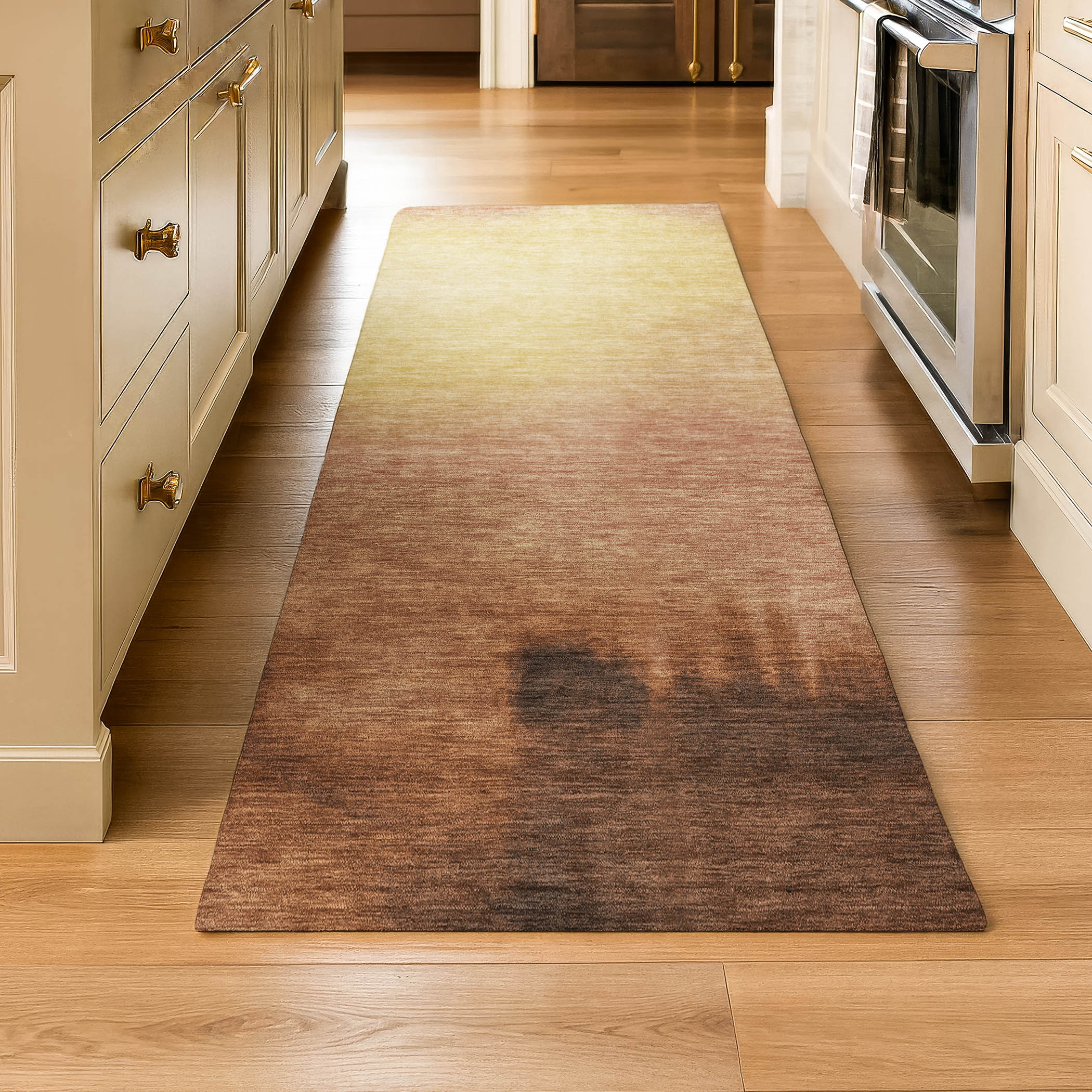 Antigua Machine Washable Transitional Rust Orange Rug 2'3" x 7'6" #shape_Runner