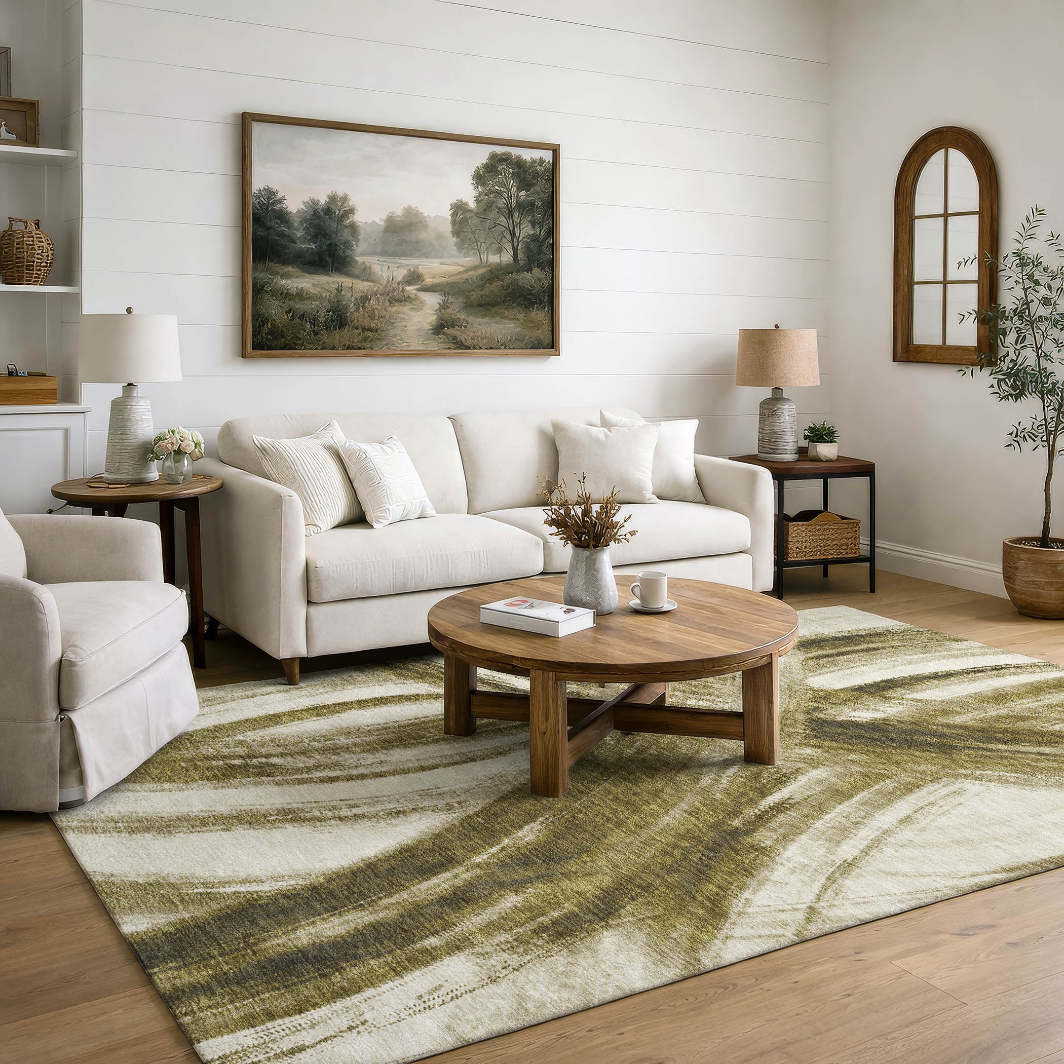 Seville Machine Washable Transitional Khaki Brown Rug 3' x 5' #shape_Rectangle