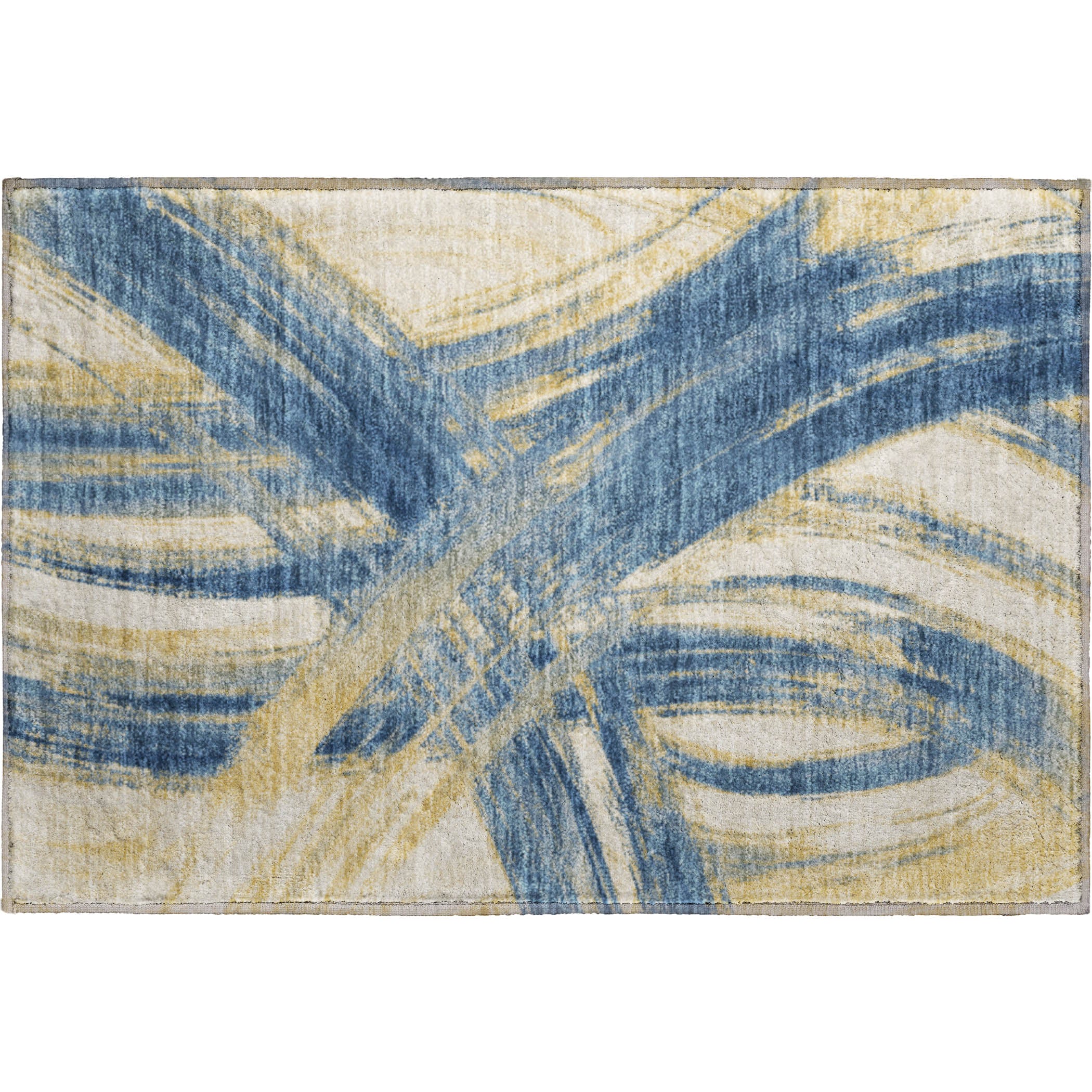 Seville Machine Washable Transitional Navy Blue Rug 1'8" x 2'6" #shape_Rectangle