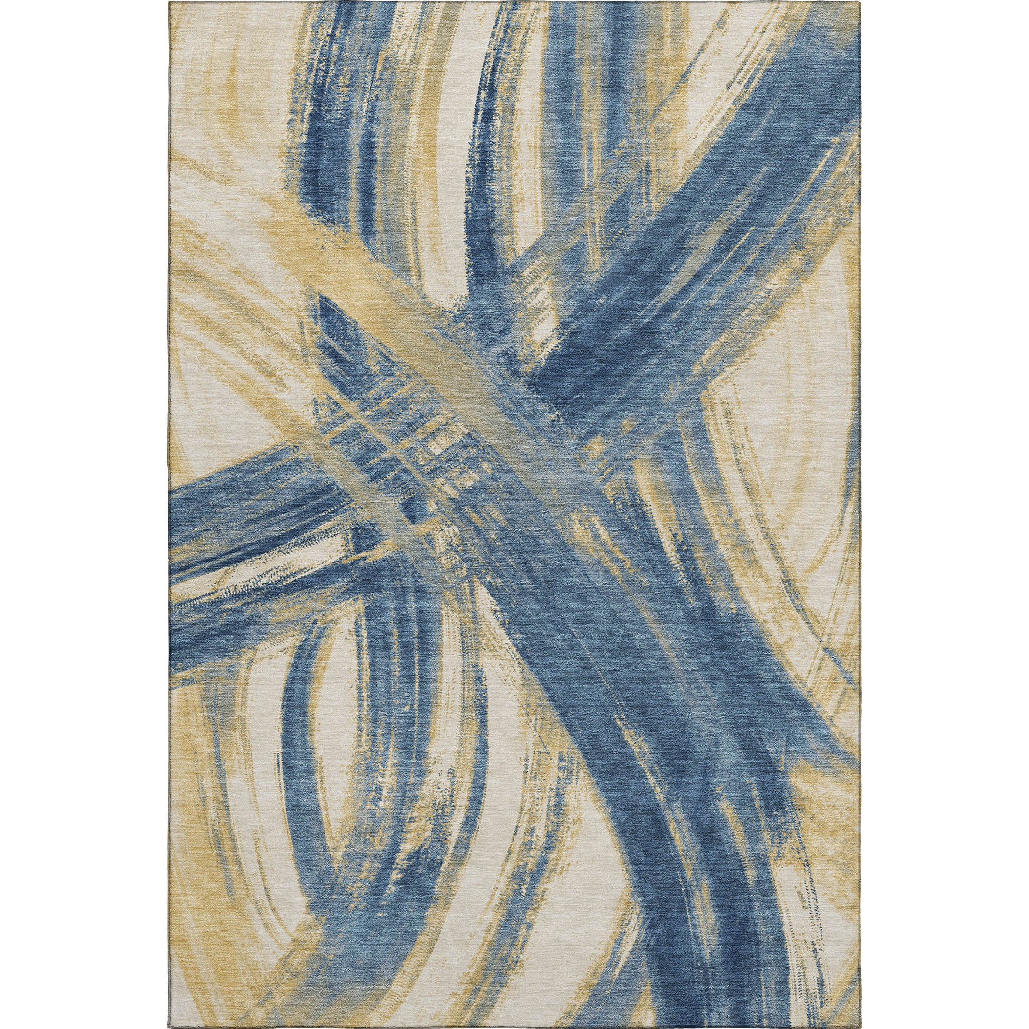 Seville Machine Washable Transitional Navy Blue Rug 3' x 5' #shape_Rectangle