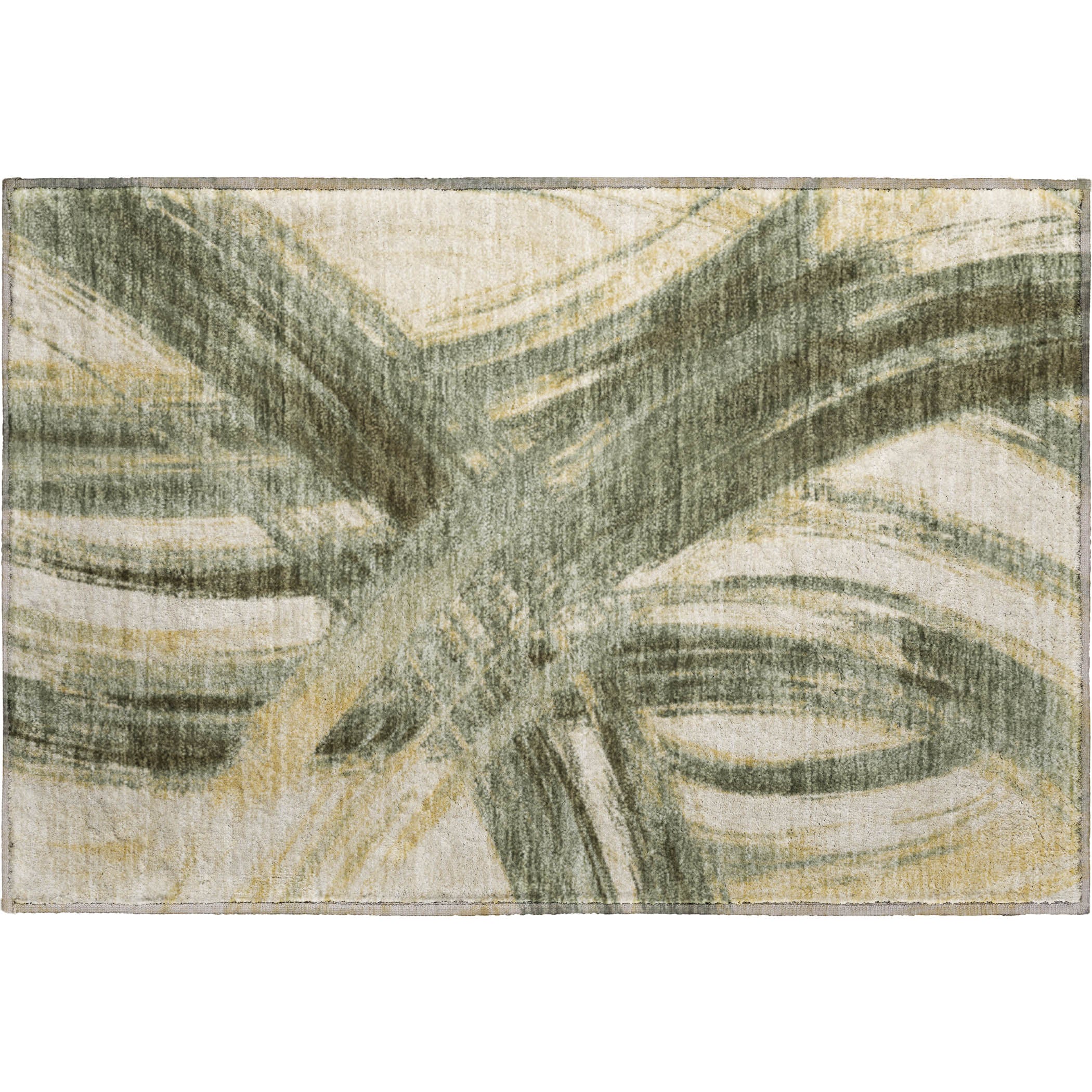 Seville Machine Washable Transitional Olive Green Rug 1'8" x 2'6" #shape_Rectangle