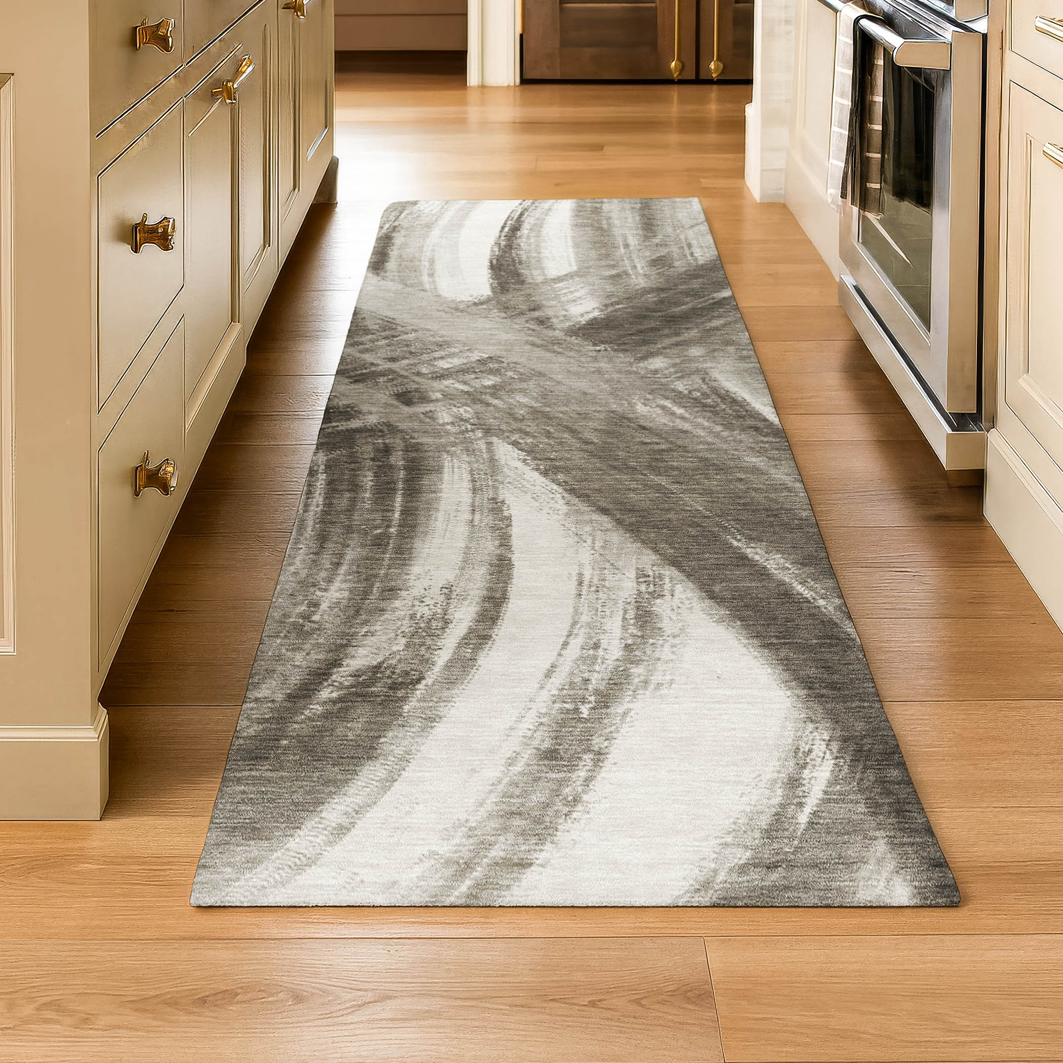 Seville Machine Washable Transitional Taupe Brown Rug 2'3" x 7'6" #shape_Runner