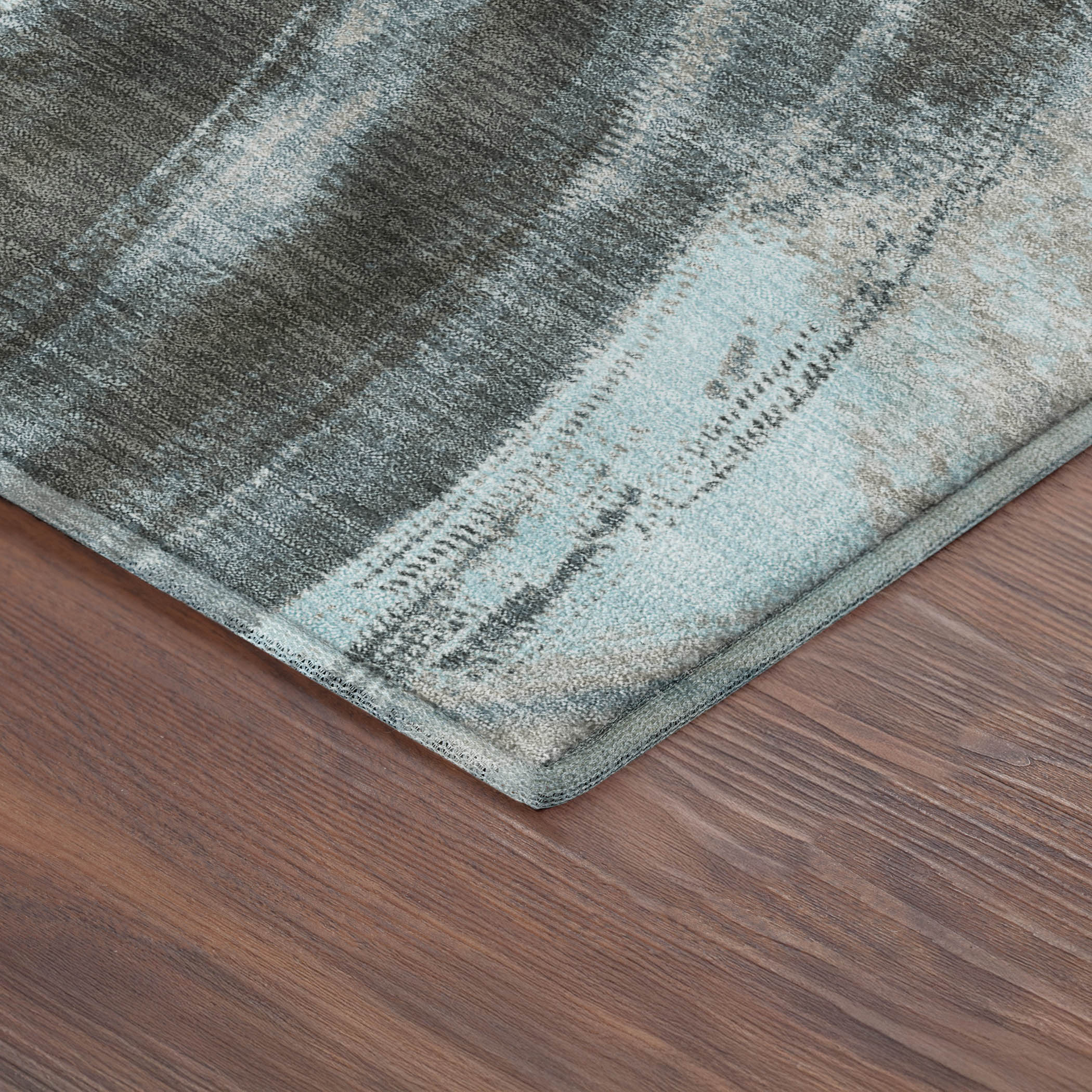 Seville Machine Washable Transitional Teal Rug 1'8" x 2'6" #shape_Rectangle