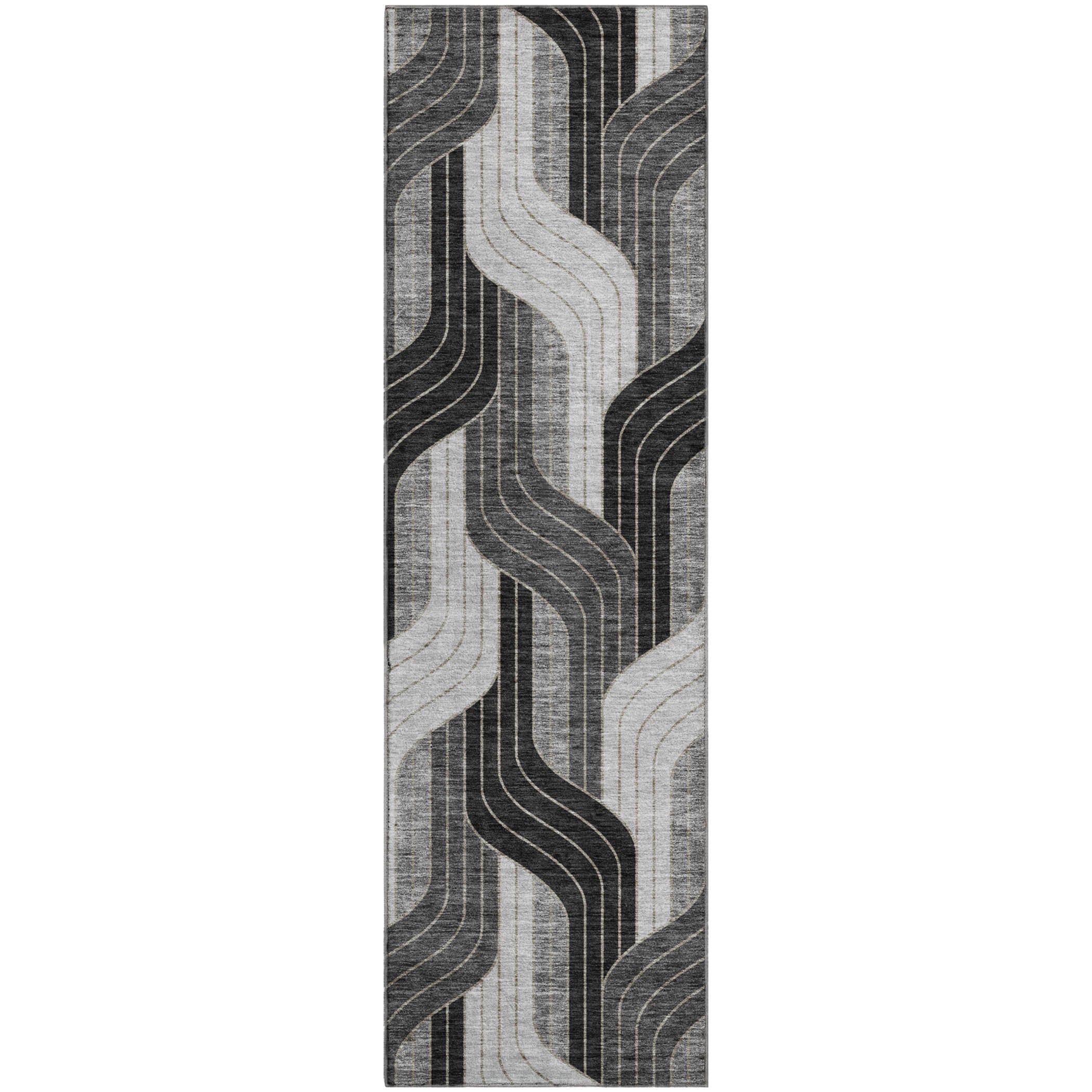 Mdina Machine Washable Transitional Black Rug 2'3" x 7'6" #shape_Runner