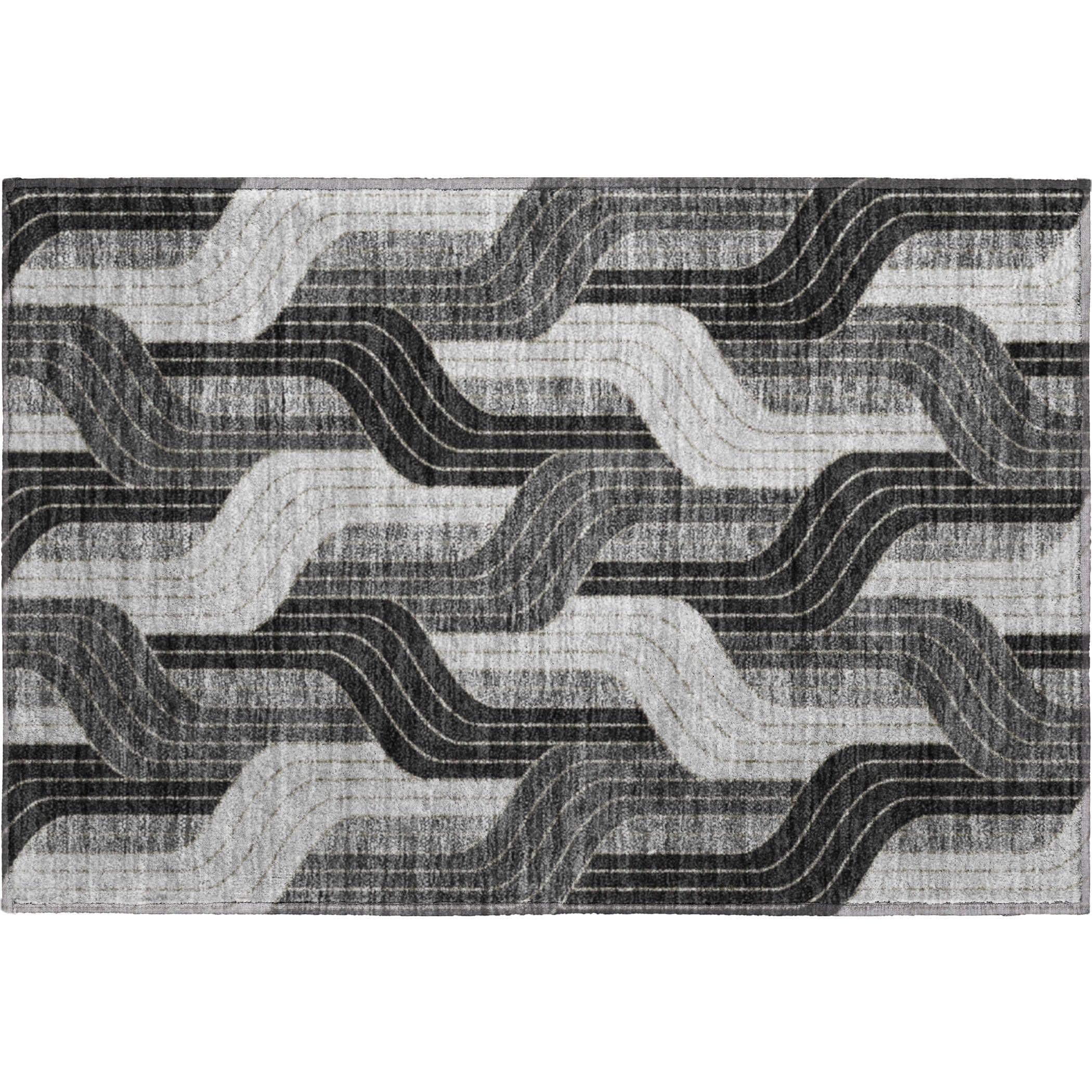 Mdina Machine Washable Transitional Black Rug 1'8" x 2'6" #shape_Rectangle