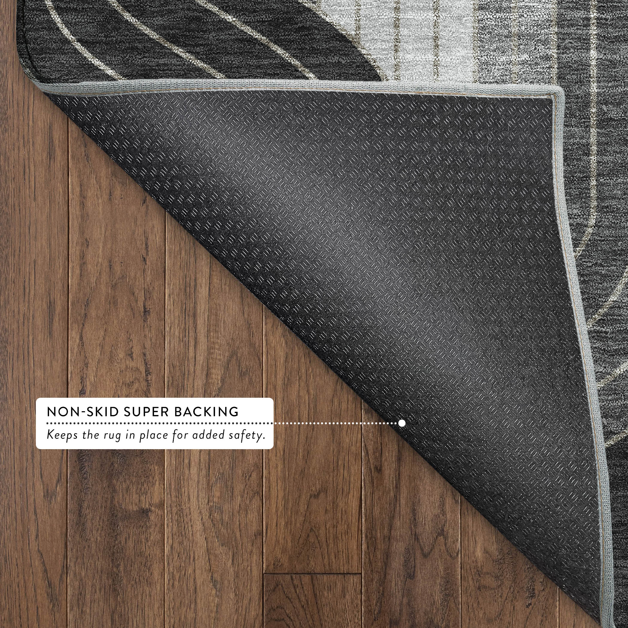 Mdina Machine Washable Transitional Black Rug 1'8" x 2'6" #shape_Rectangle