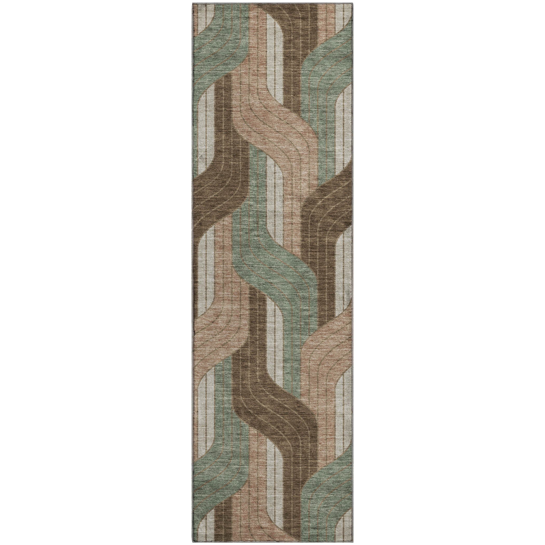Mdina Machine Washable Transitional Chocolate Brown Rug 2'3" x 7'6" #shape_Runner