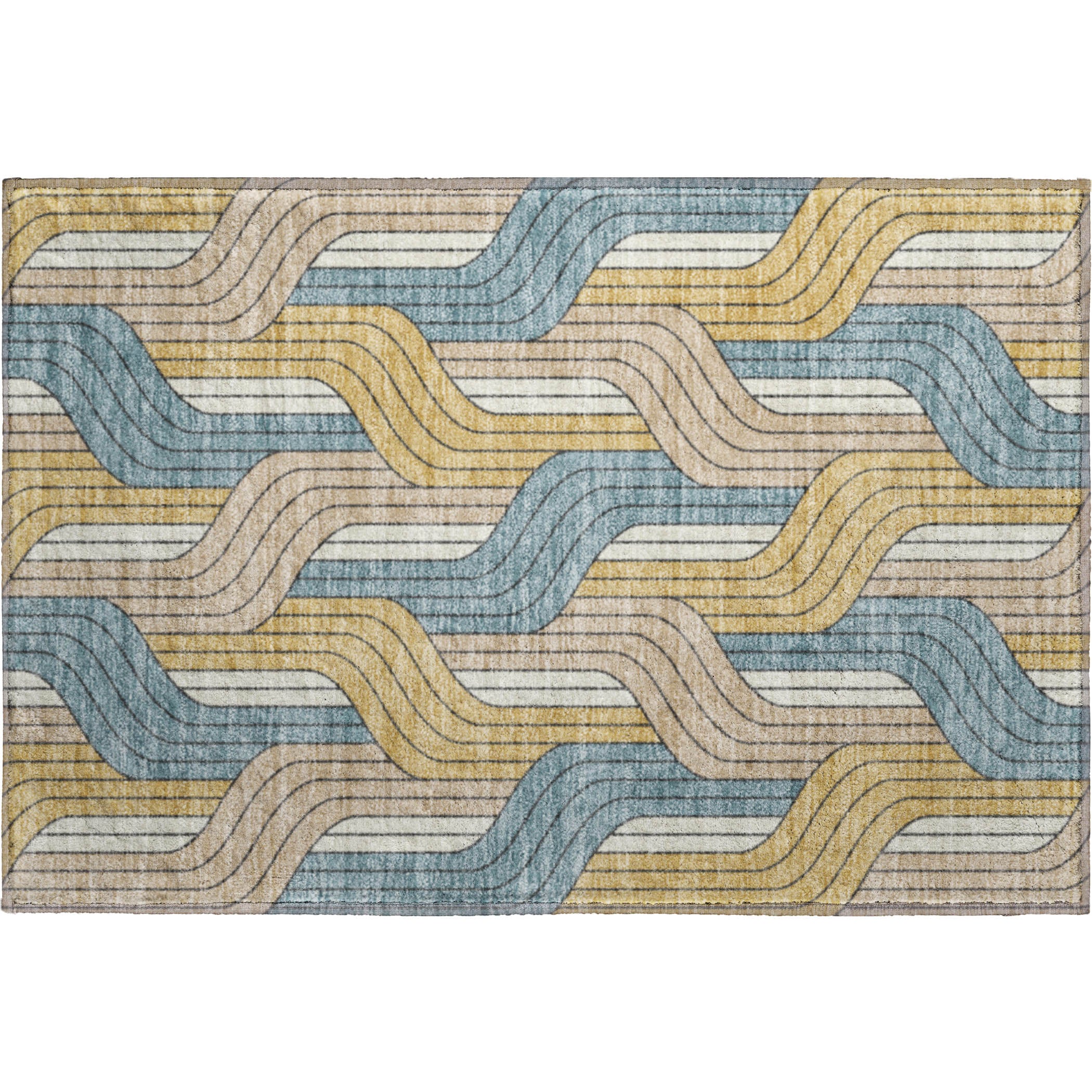 Mdina Machine Washable Transitional Gold Rug 1'8" x 2'6" #shape_Rectangle