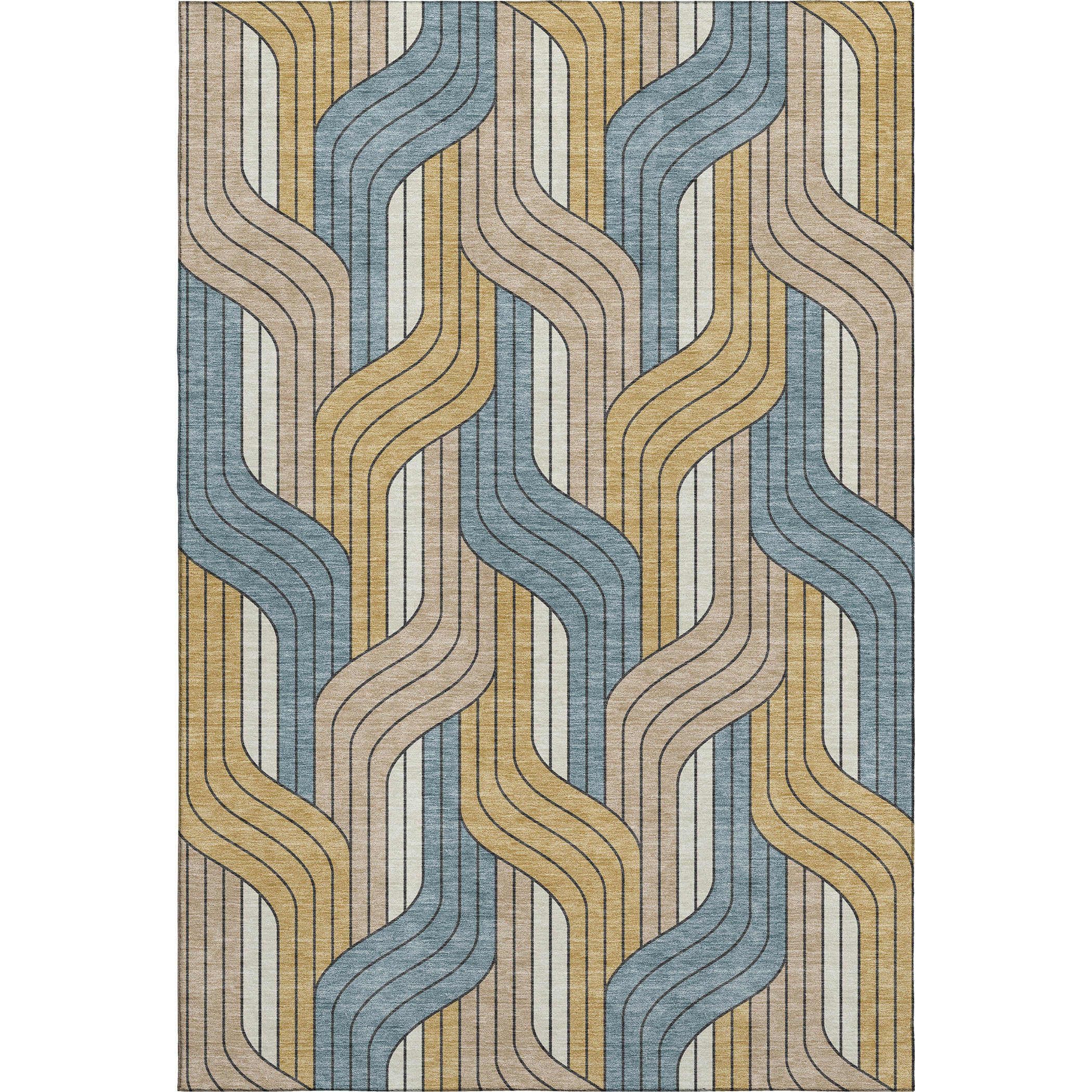 Mdina Machine Washable Transitional Gold Rug 3' x 5' #shape_Rectangle