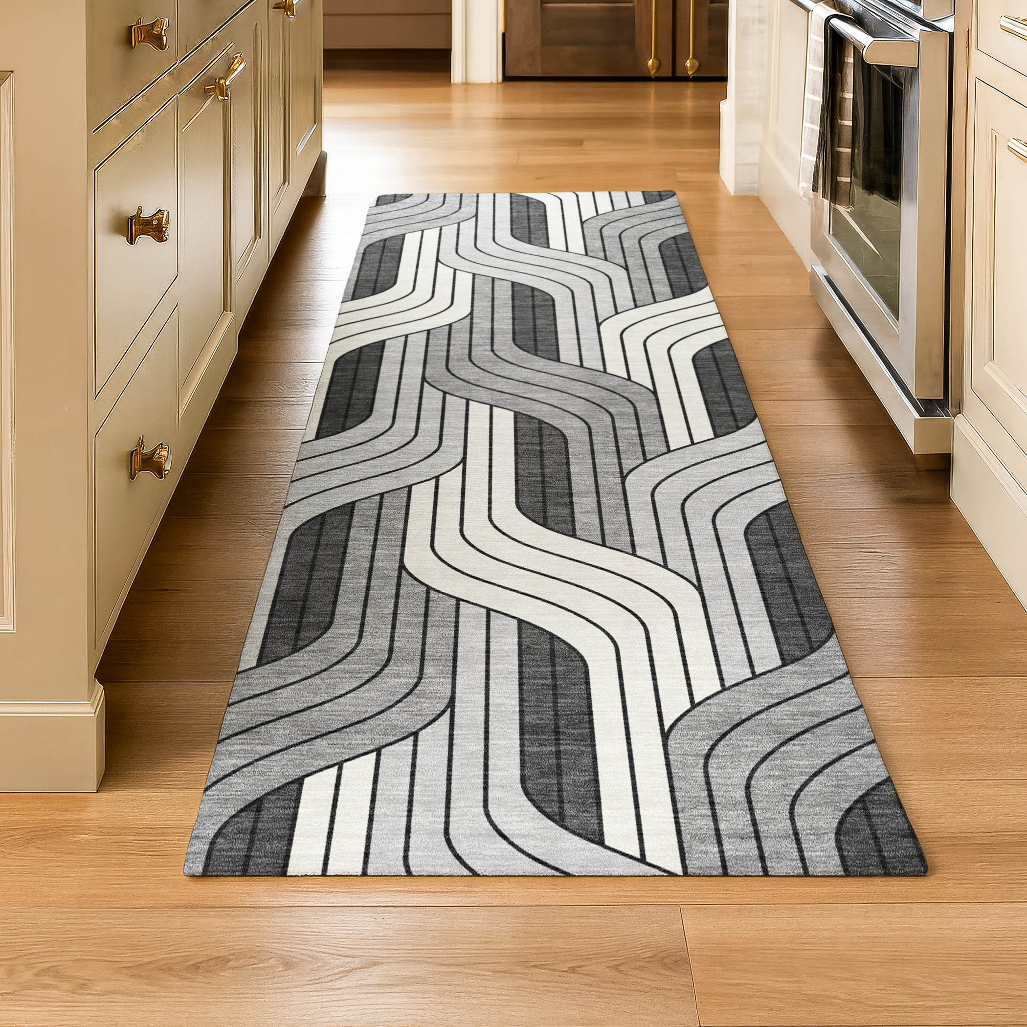 Mdina Machine Washable Transitional Ivory Rug 2'3" x 7'6" #shape_Runner