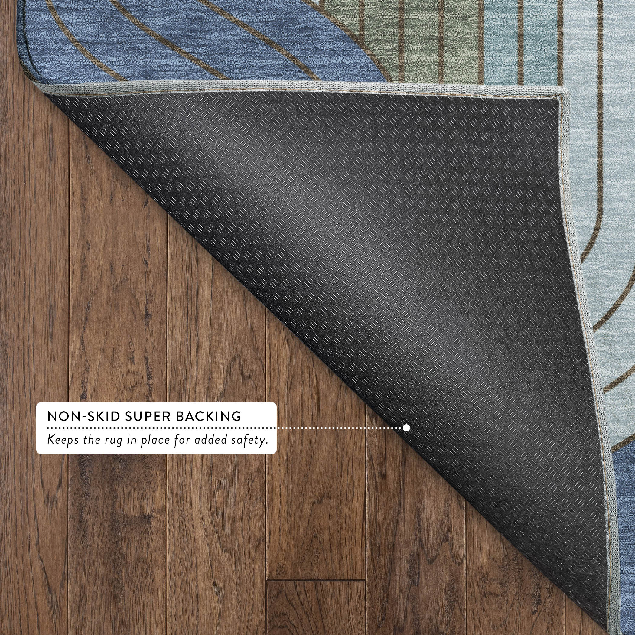 Mdina Machine Washable Transitional Navy Blue Rug 1'8" x 2'6" #shape_Rectangle