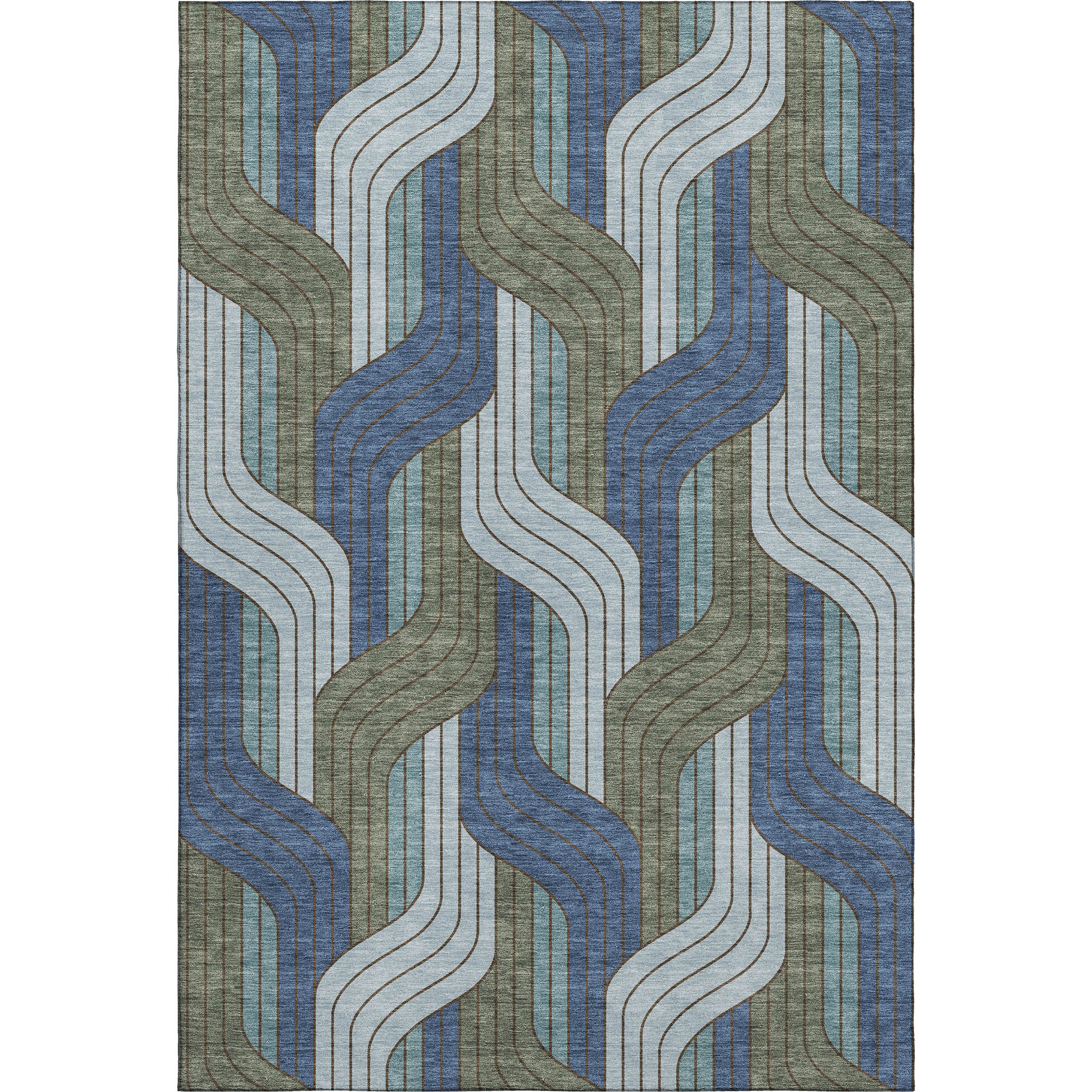 Mdina Machine Washable Transitional Navy Blue Rug 3' x 5' #shape_Rectangle