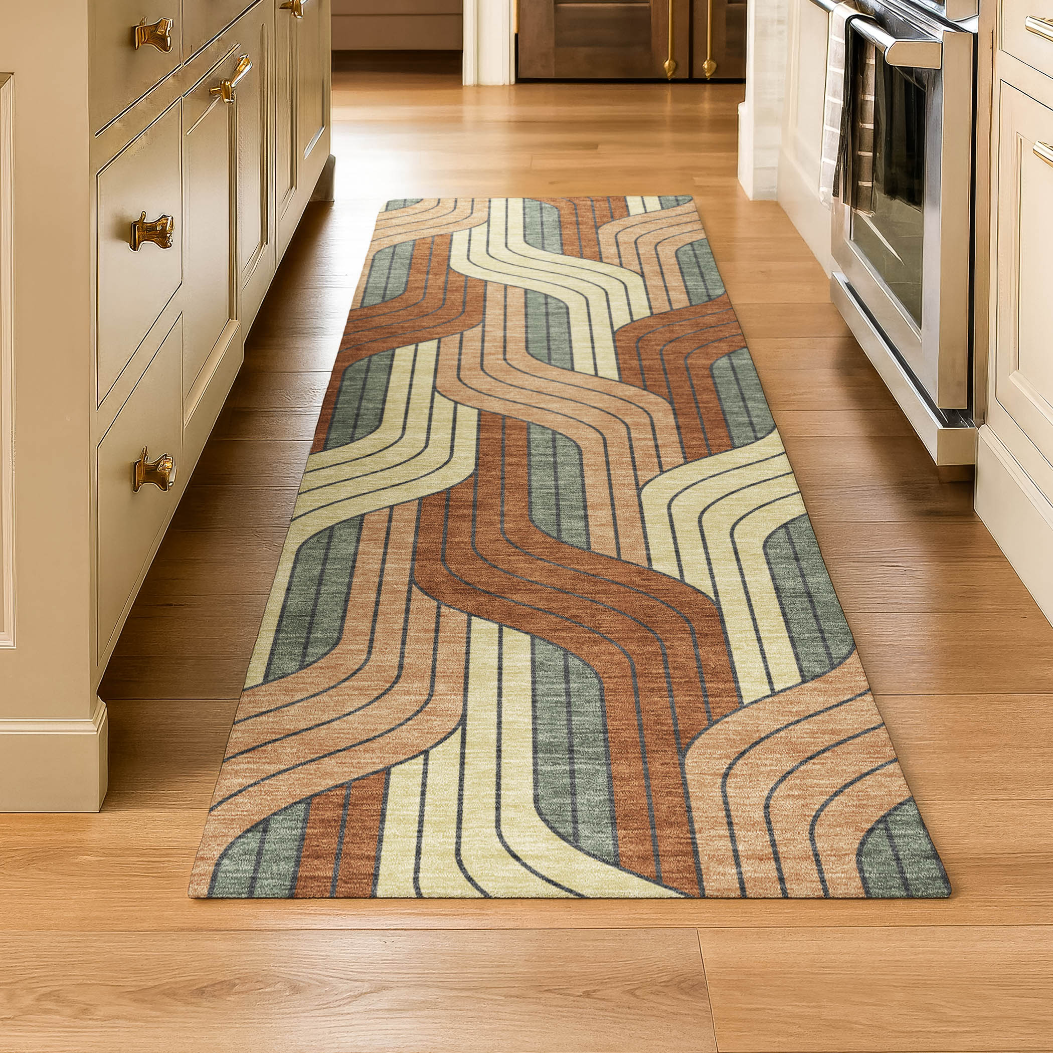 Mdina Machine Washable Transitional Paprika Orange Rug 2'3" x 7'6" #shape_Runner