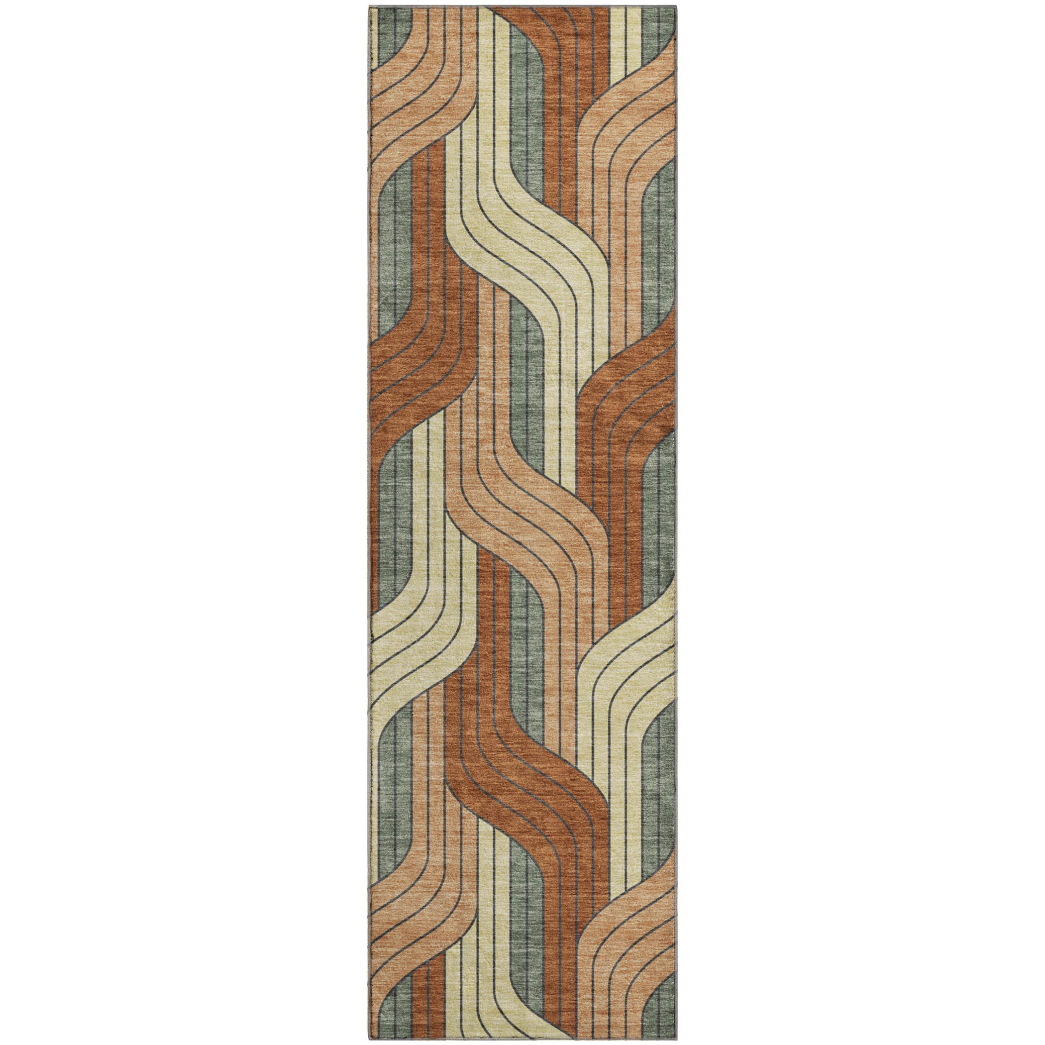 Mdina Machine Washable Transitional Paprika Orange Rug 2'3" x 7'6" #shape_Runner