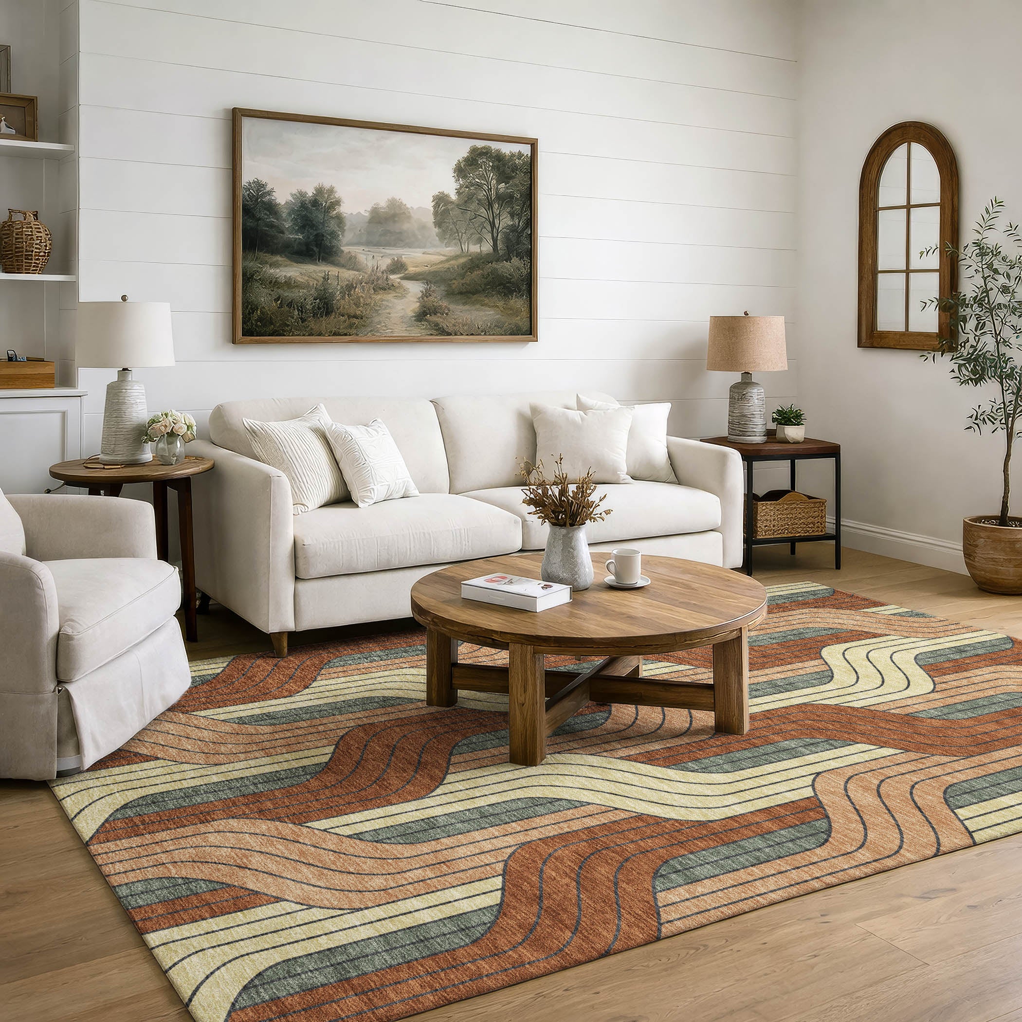 Mdina Machine Washable Transitional Paprika Orange Rug 3' x 5' #shape_Rectangle
