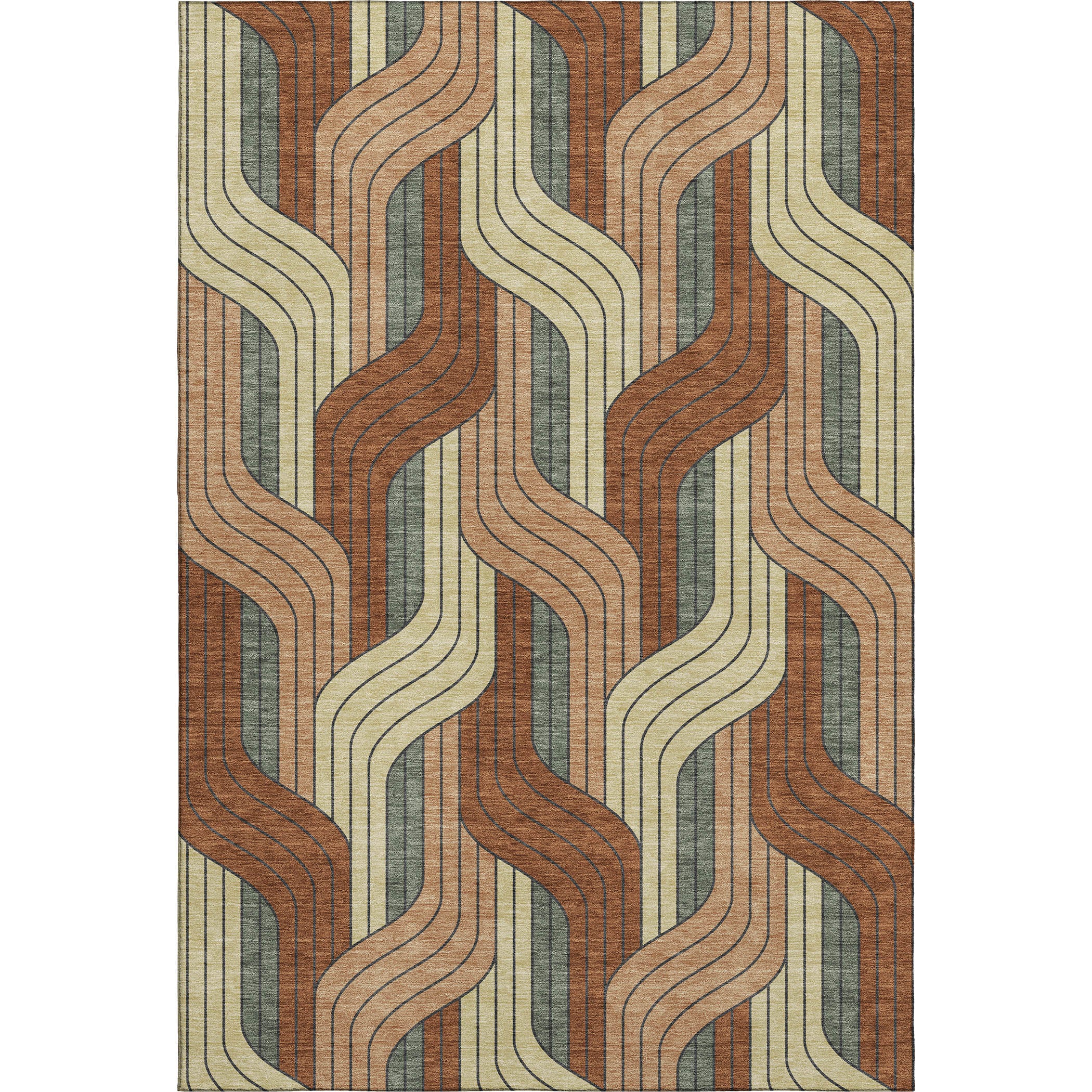 Mdina Machine Washable Transitional Paprika Orange Rug 3' x 5' #shape_Rectangle