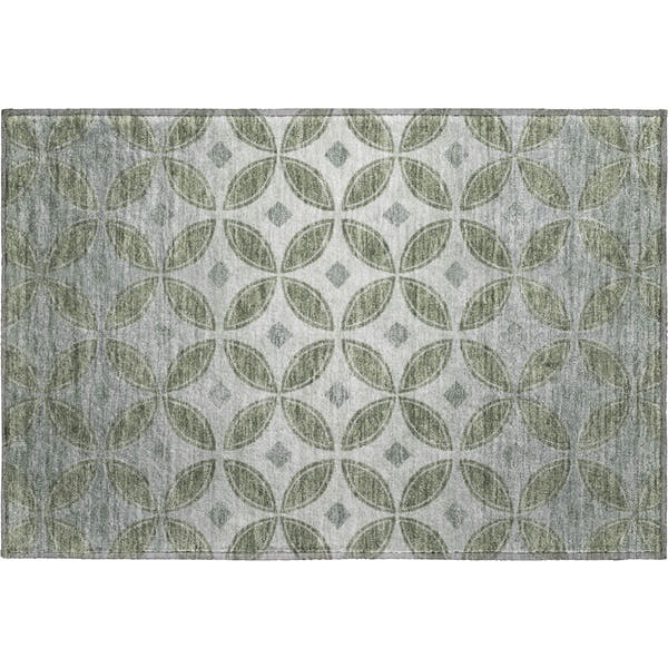 Chiang Mai Machine Washable Transitional Basil Green Rug 1'8" x 2'6"