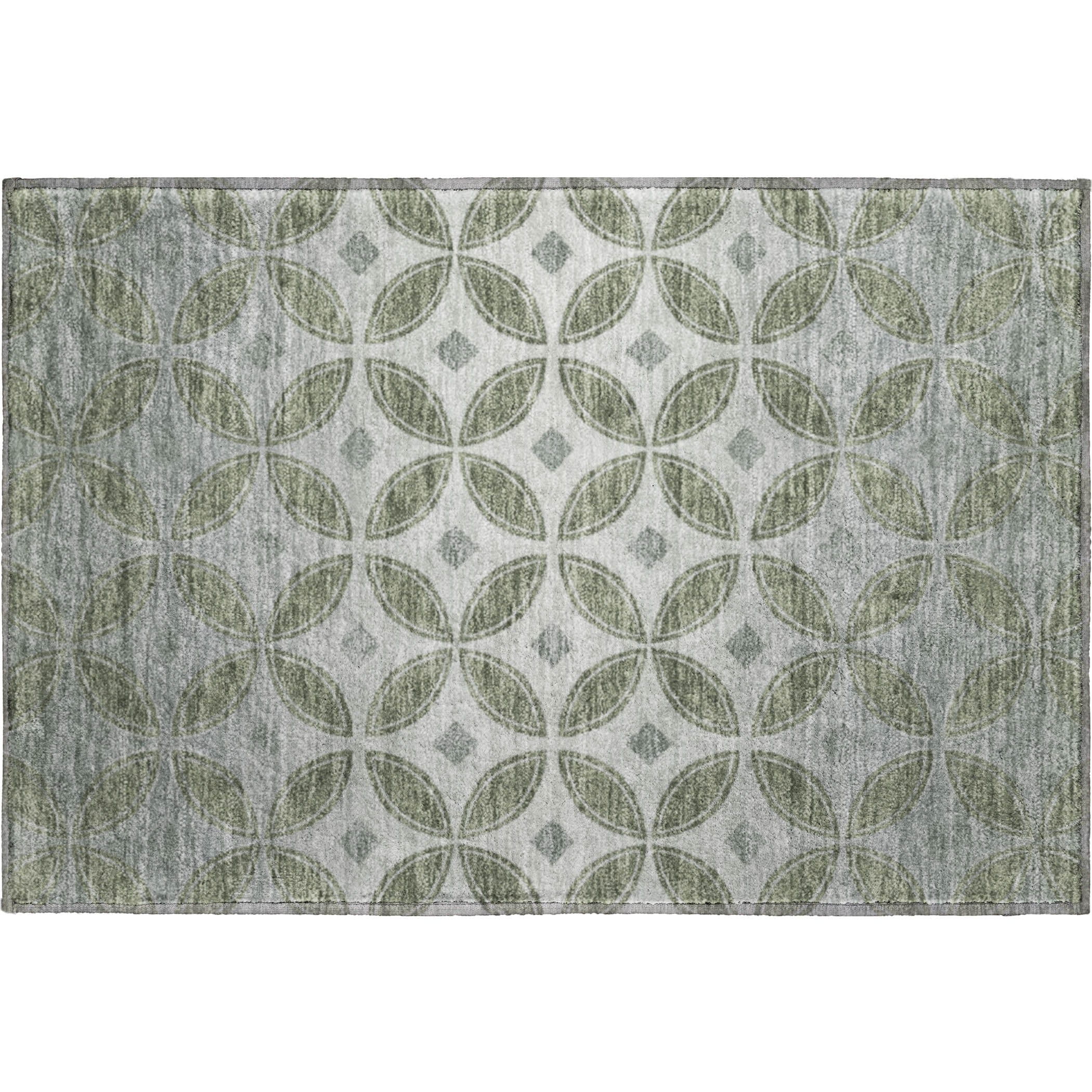 Chiang Mai Machine Washable Transitional Basil Green Rug 1'8" x 2'6" #shape_Rectangle
