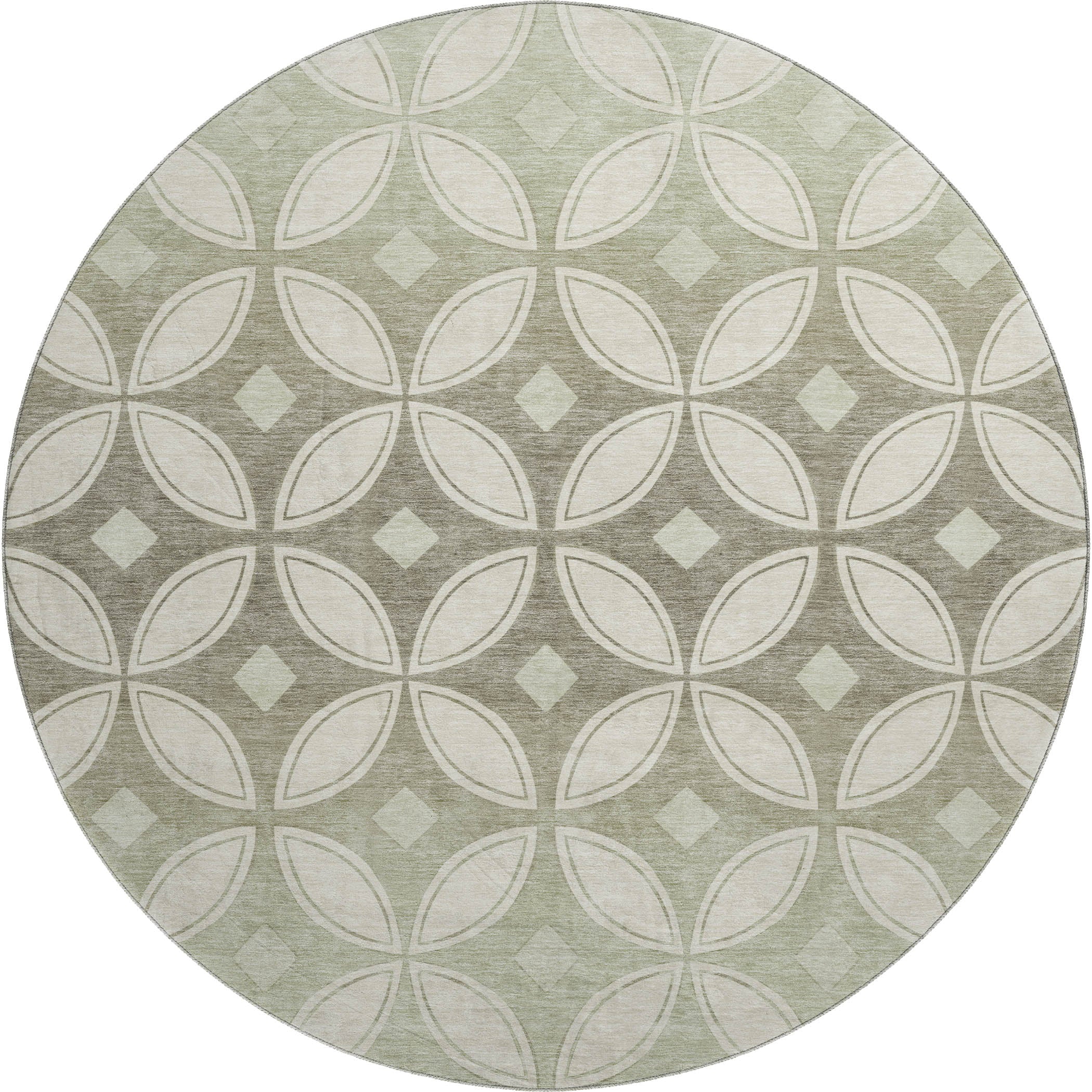 Chiang Mai Machine Washable Transitional Beige Brown Rug 8' x 8' #shape_Round