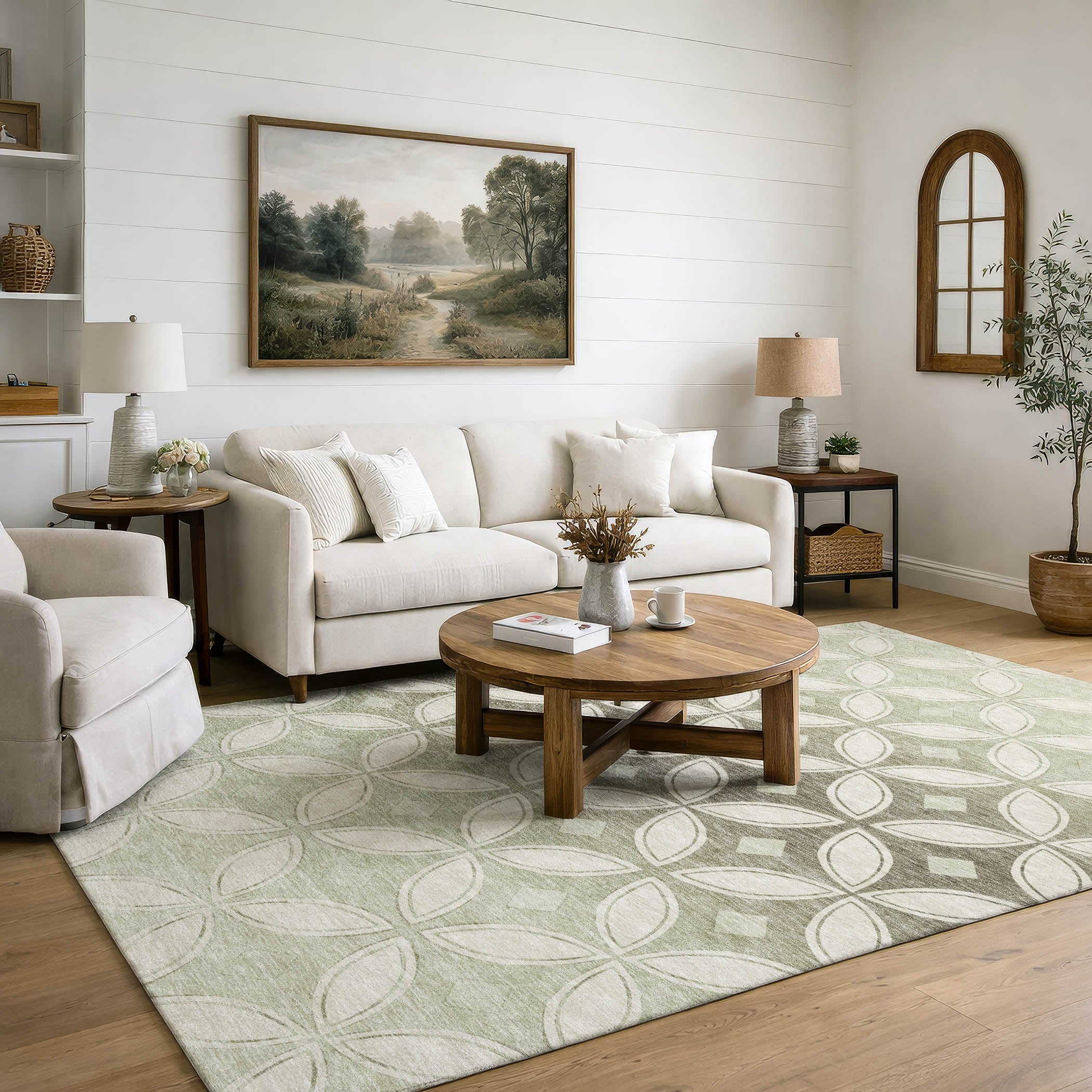Chiang Mai Machine Washable Transitional Beige Brown Rug 3' x 5' #shape_Rectangle