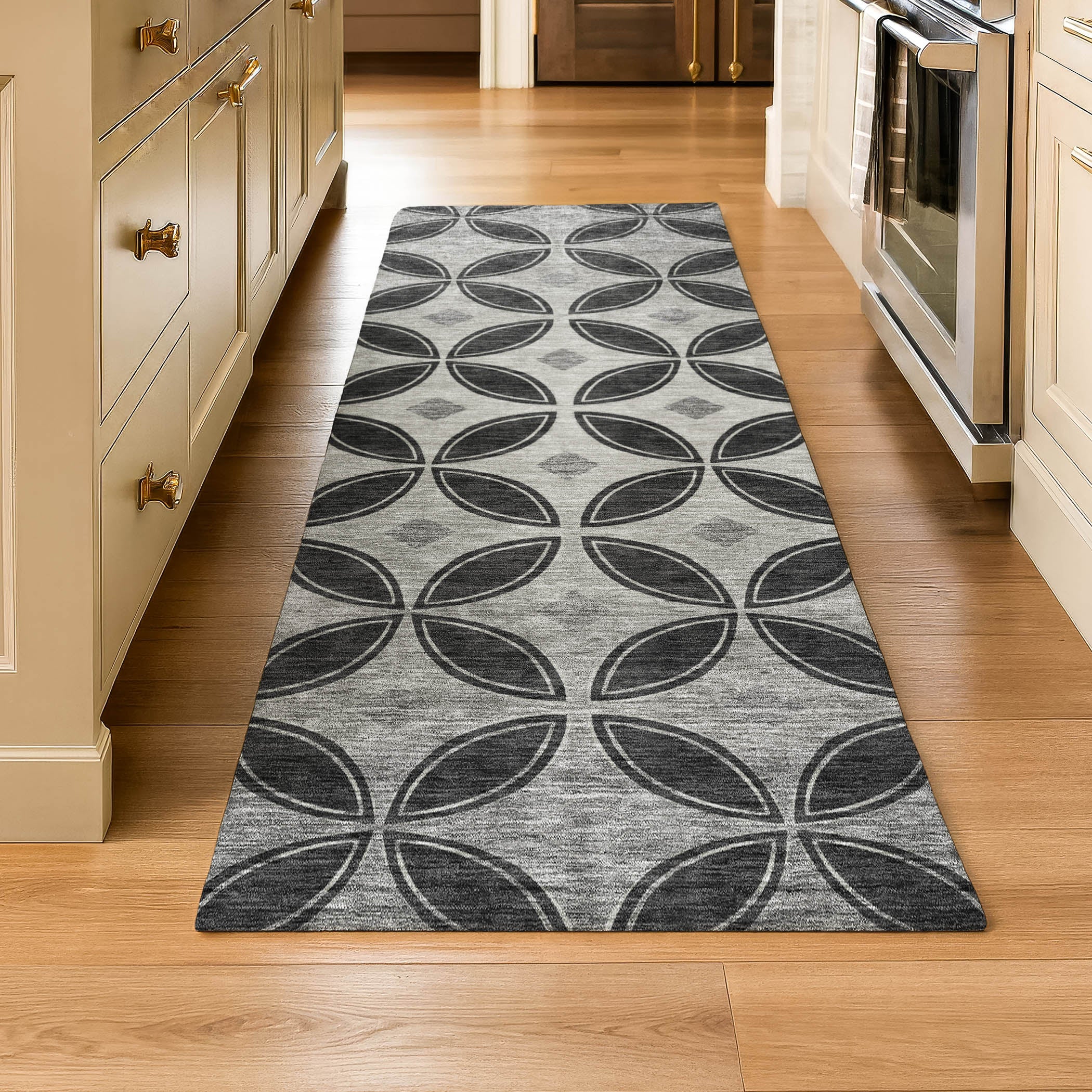Chiang Mai Machine Washable Transitional Black Rug 2'3" x 7'6" #shape_Runner