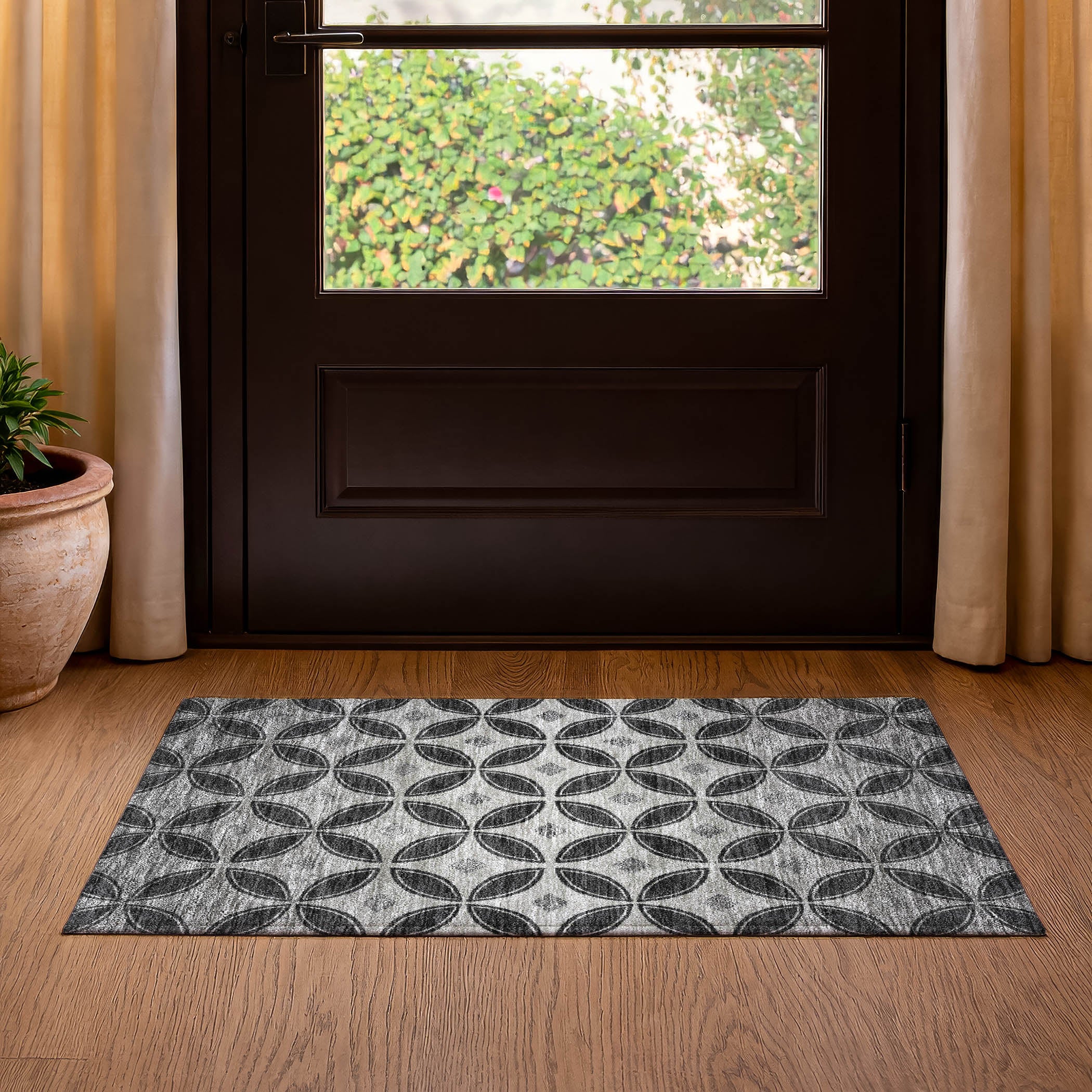 Chiang Mai Machine Washable Transitional Black Rug 1'8" x 2'6" #shape_Rectangle