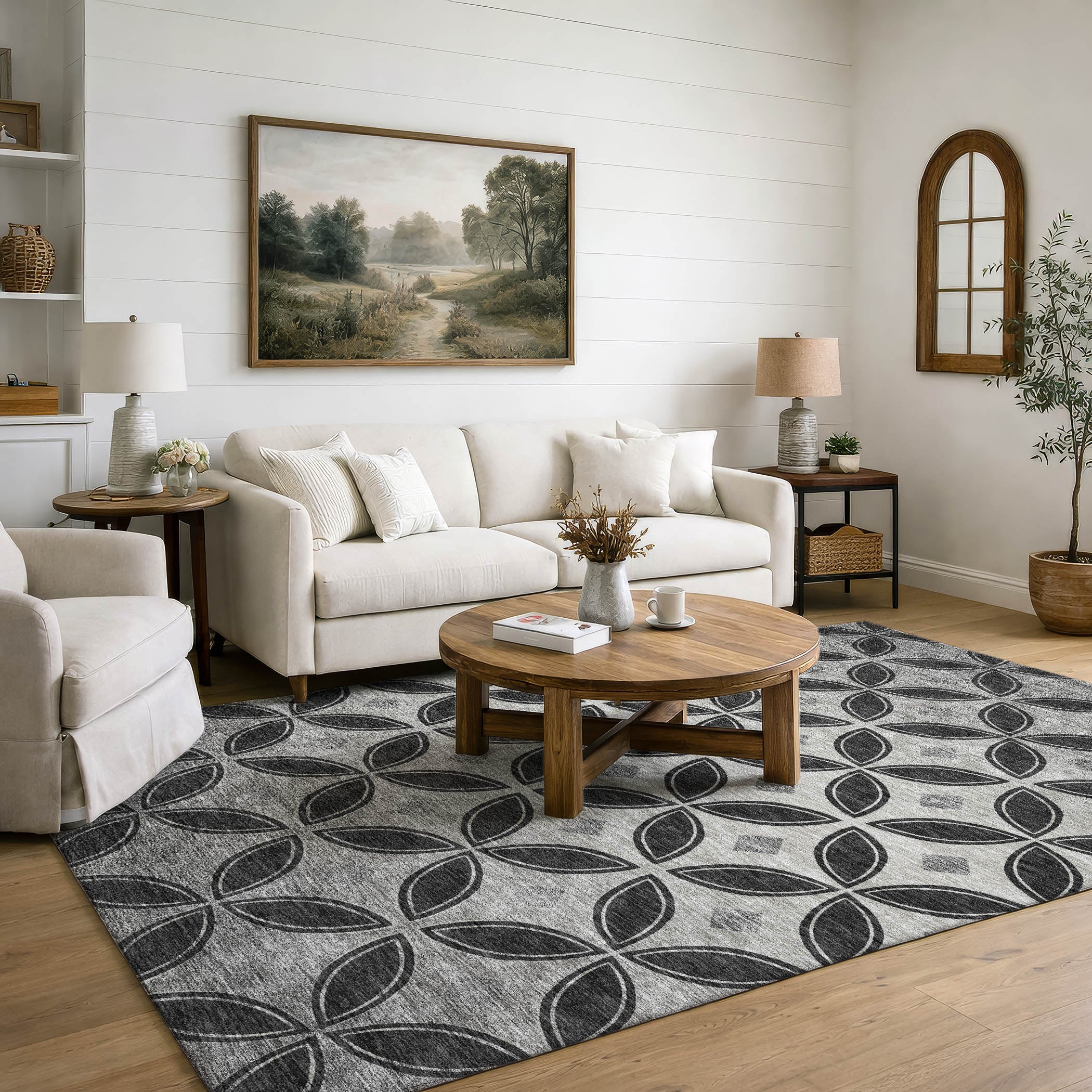 Chiang Mai Machine Washable Transitional Black Rug 3' x 5' #shape_Rectangle