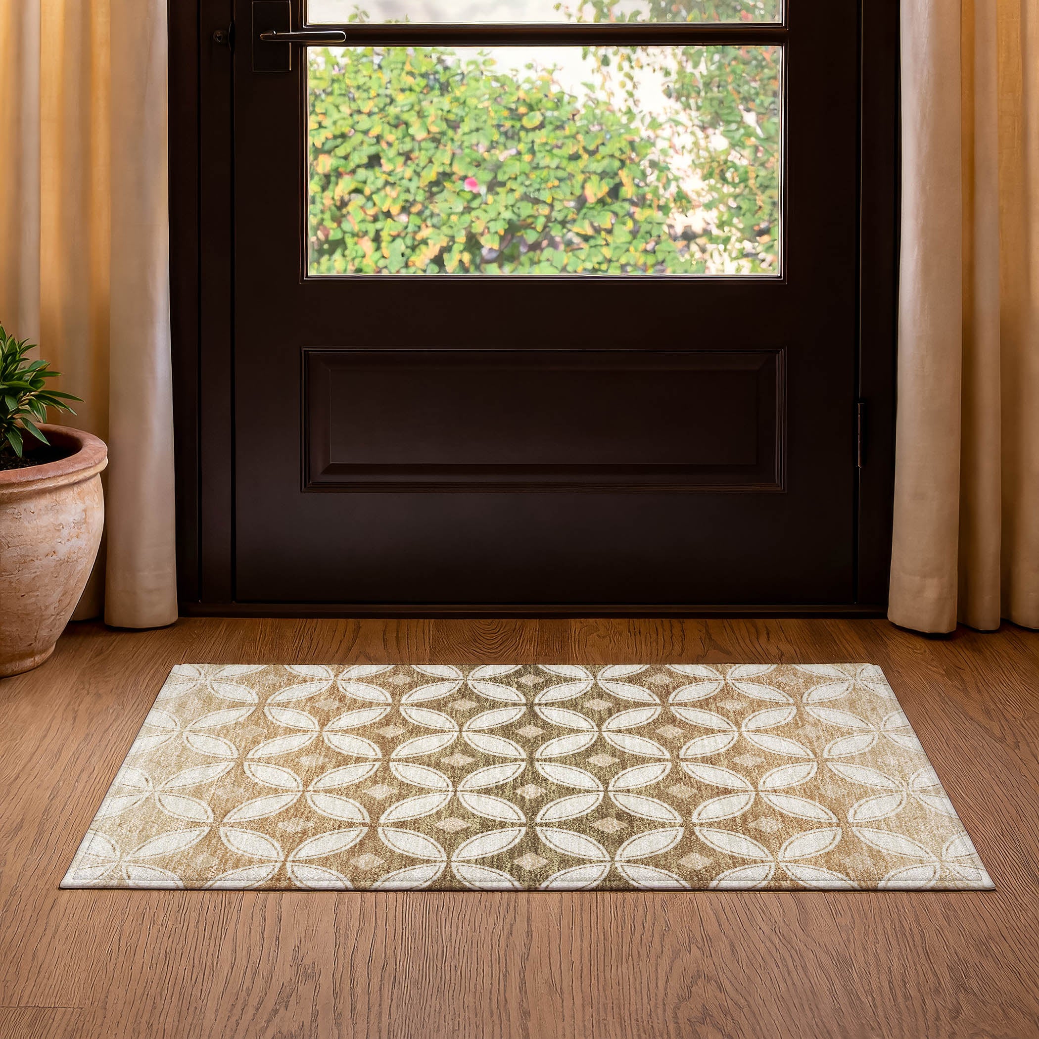 Chiang Mai Machine Washable Transitional Copper Orange Rug 1'8" x 2'6" #shape_Rectangle